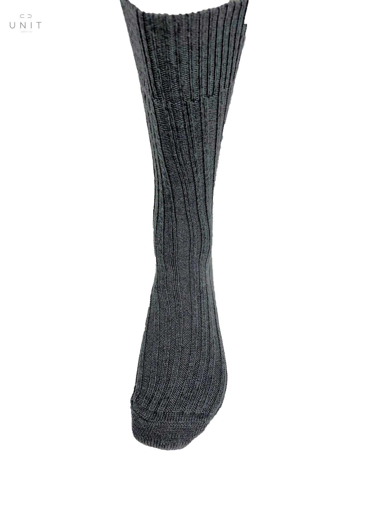 ANT45, Cashwool, Rippenstrumpf mit Wolle, mittelgrau ANT45