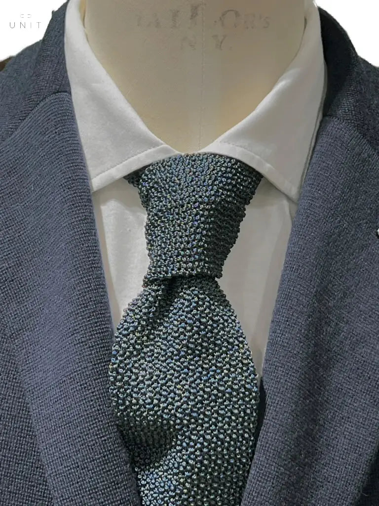Ascot, Strickkrawatte, Seide, oliv blau Ascot
