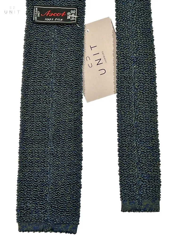 Ascot, Strickkrawatte, Seide, oliv blau Ascot