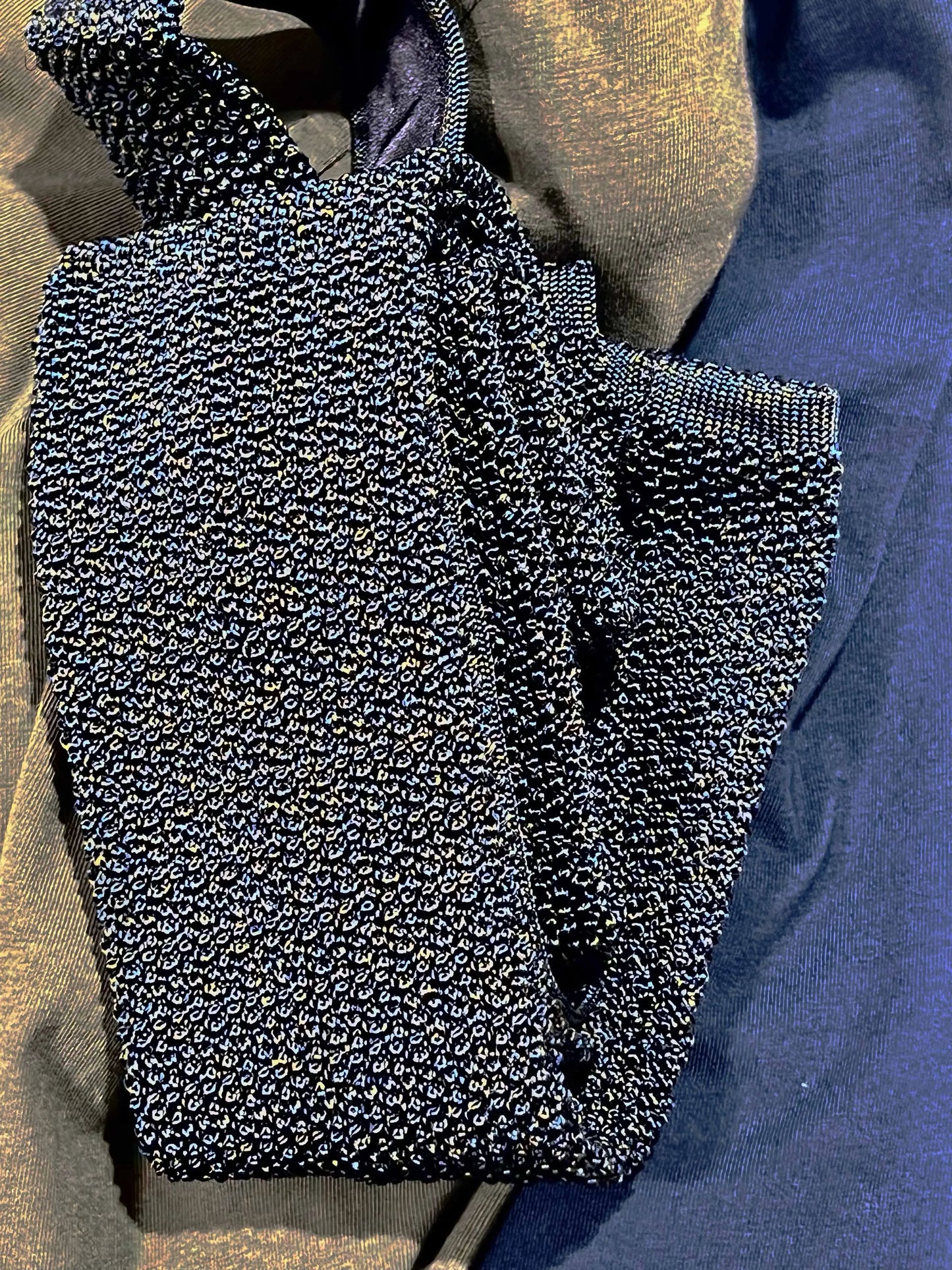 Ascot, Strickkrawatte, Seide, oliv blau Ascot