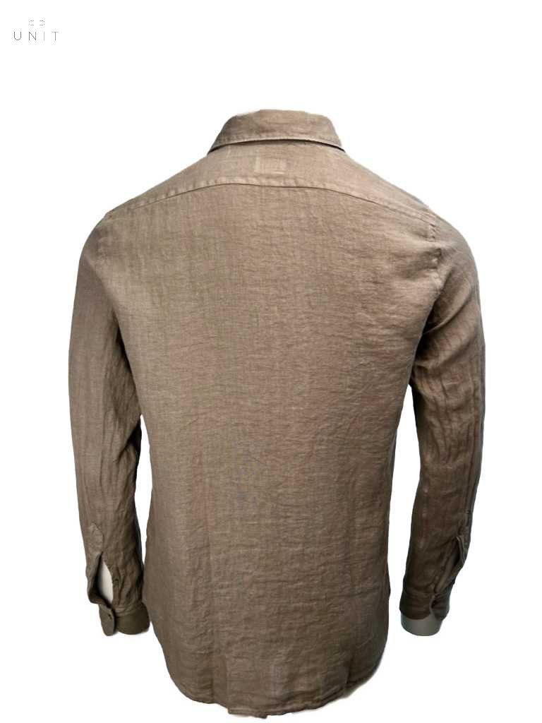 Rückseite von Bagutta BERLINO_EALT-111028 Kentkragen Leinen khaki oliv, UNIT Hamburg