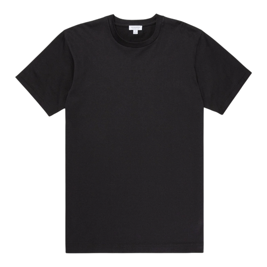 Sunspel, Riviera T-Shirt, Rundhals, black - UNIT Hamburg