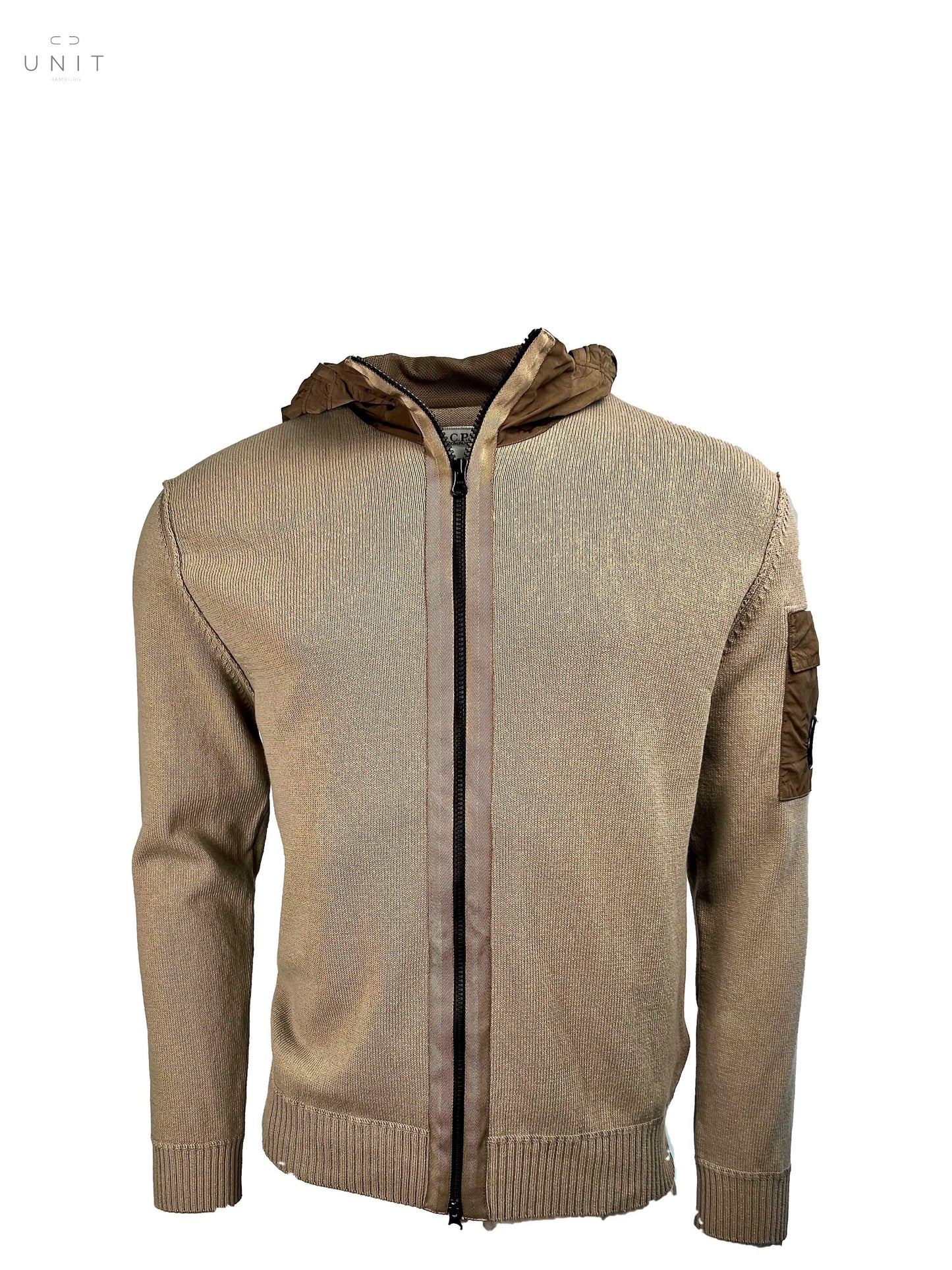 C.P. Company, Kapuzenstrick, COTTON MIXED KNITTED HOODIE, braun - UNIT Hamburg