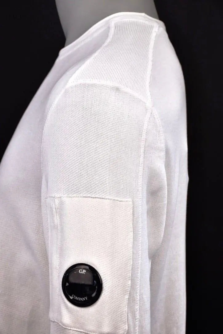 C.P. Company, Light Terry Strickpullover Rundhals, weiss - UNIT Hamburg