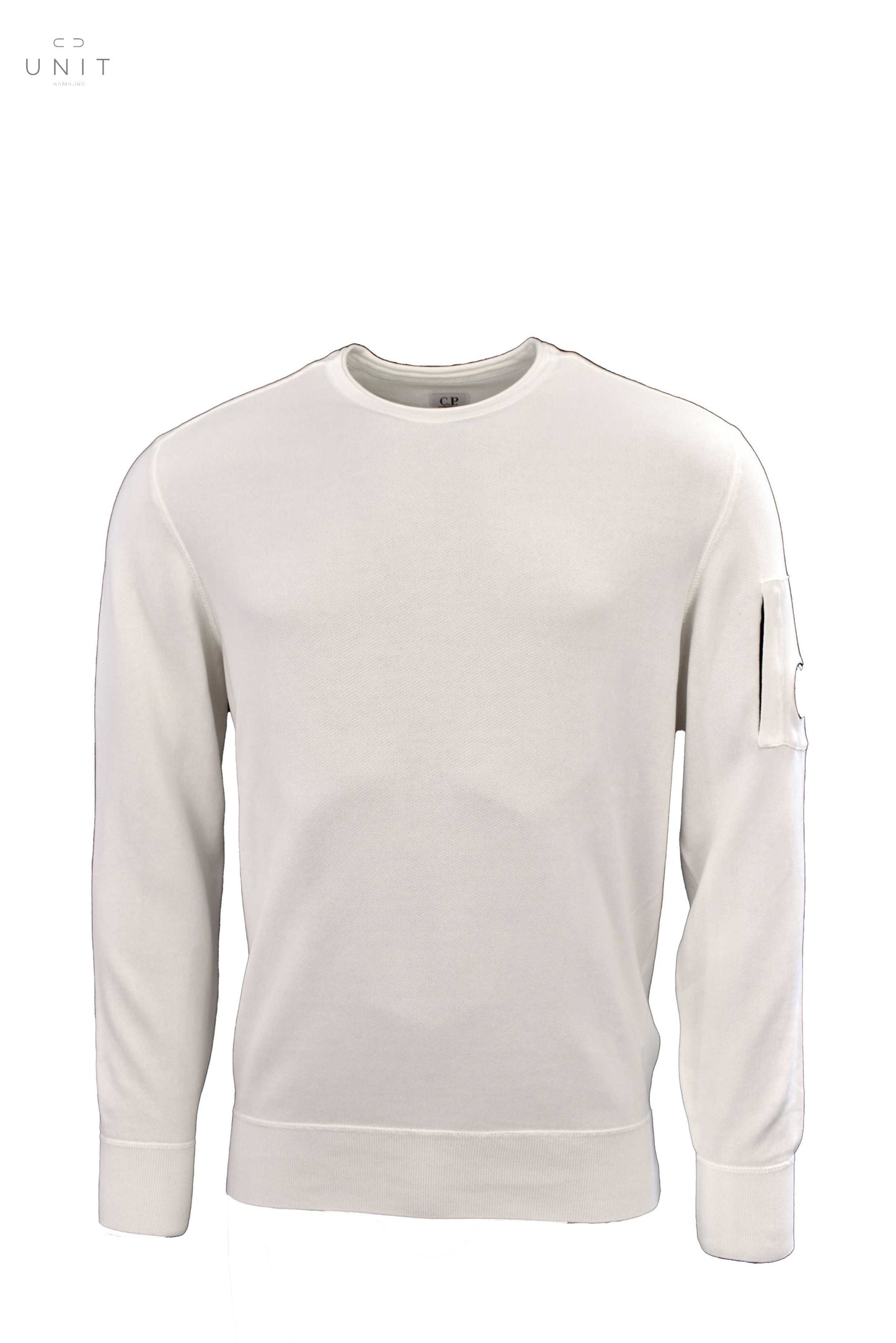 C.P. Company, Light Terry Strickpullover Rundhals, weiss - UNIT Hamburg