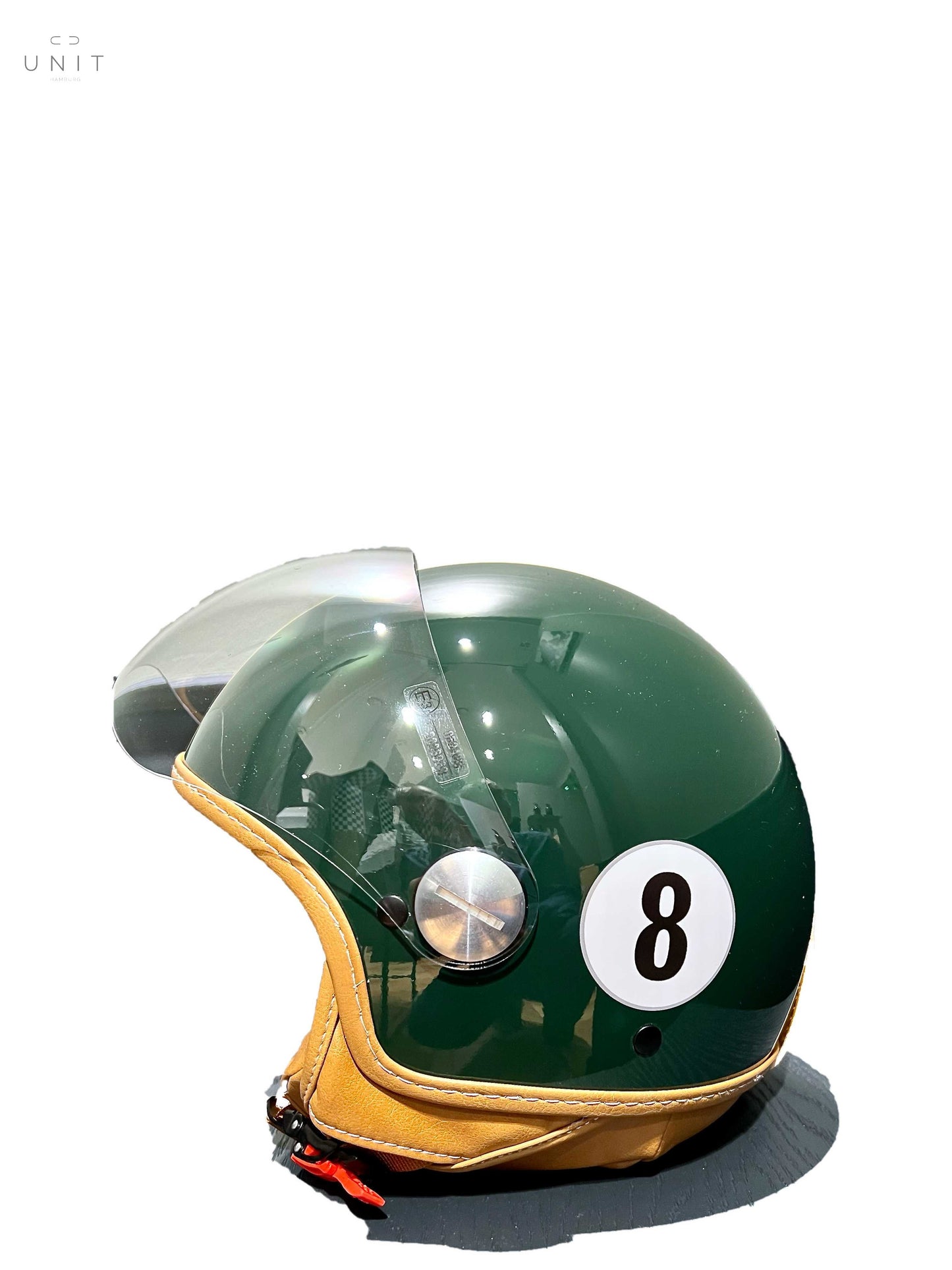 von der Seite gesehen GULF Number 8 visor, british green
