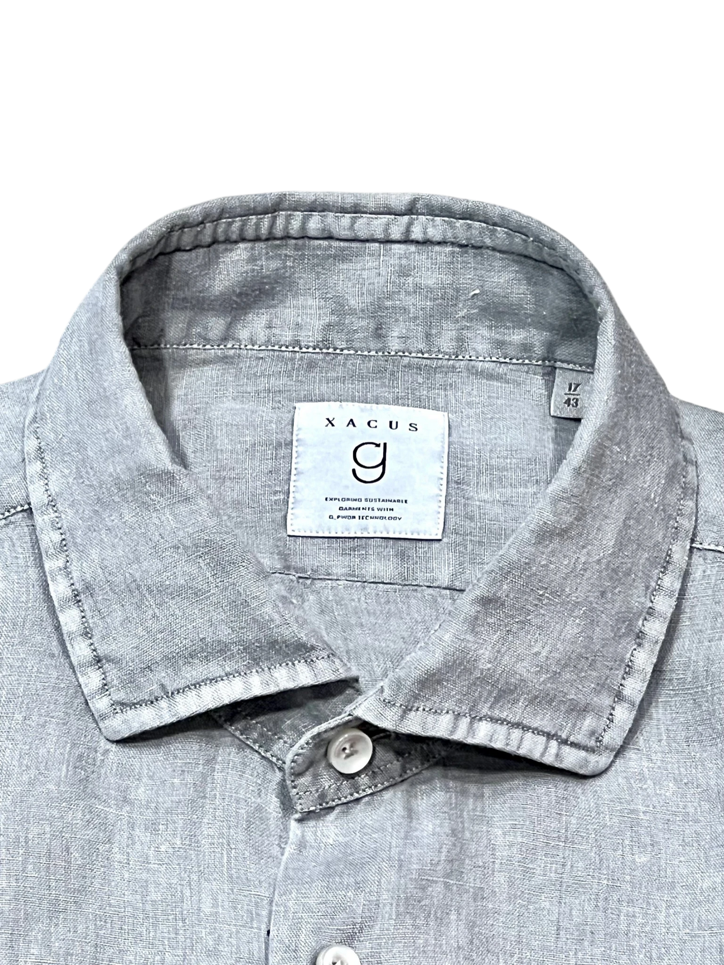 XACUS Leinenhemd Grau mit G_PWDR-Färbung, grau