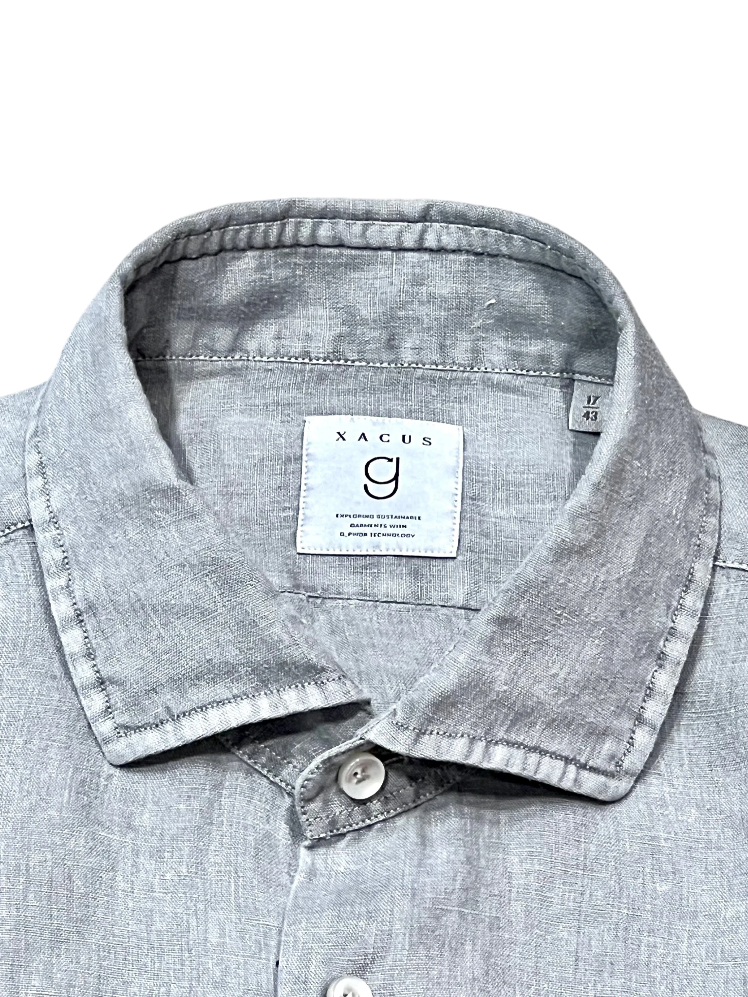 XACUS Leinenhemd Grau mit G_PWDR-Färbung, grau