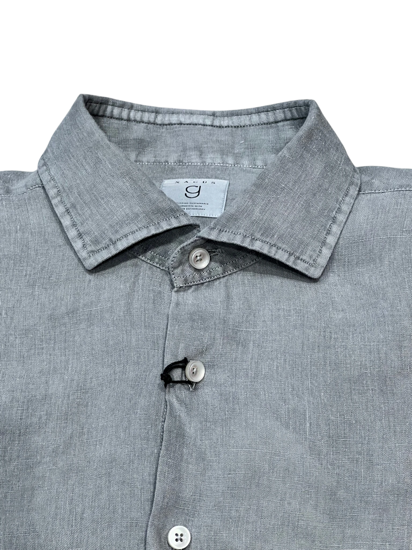 XACUS Leinenhemd Grau mit G_PWDR-Färbung, grau