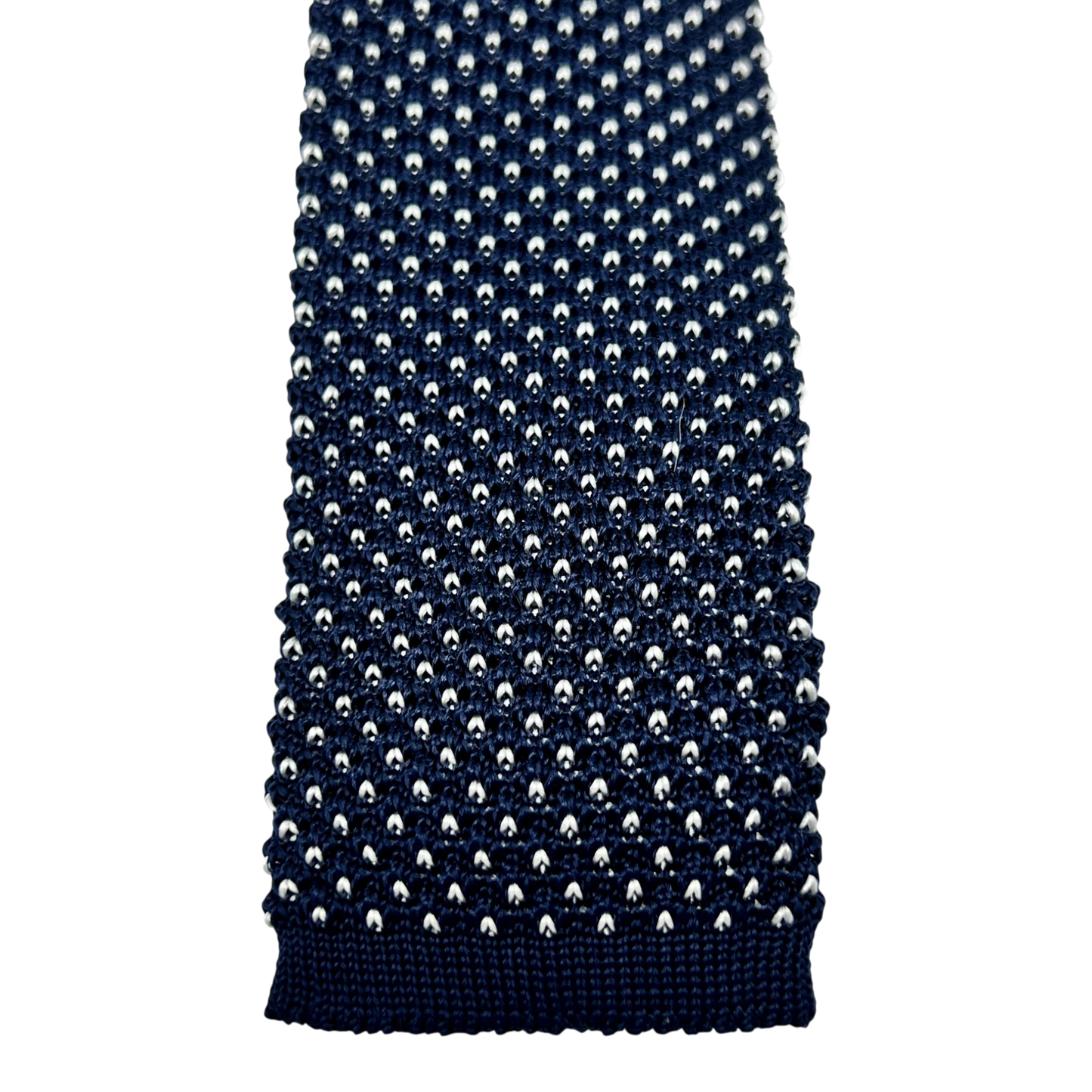 Ascot, Seidenstrickkrawatte, navy mit weißen Punkten