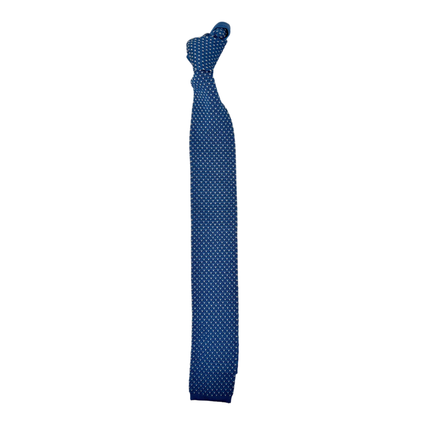 Ascot, Seidenstrickkrawatte, himmelblau mit weißen Punkten