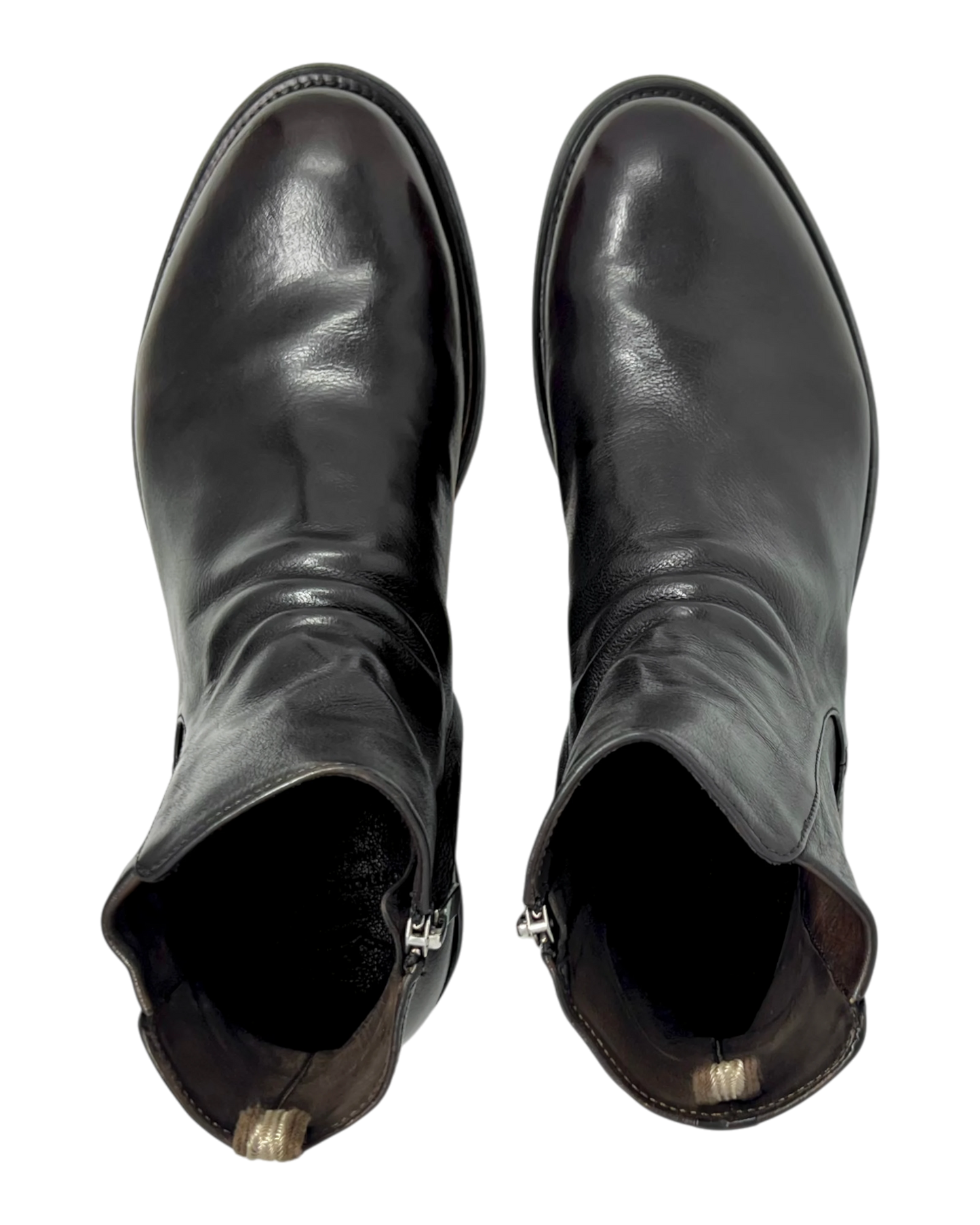 Officine Creative Chelsea Zip Boot Patina, schwarzbraun