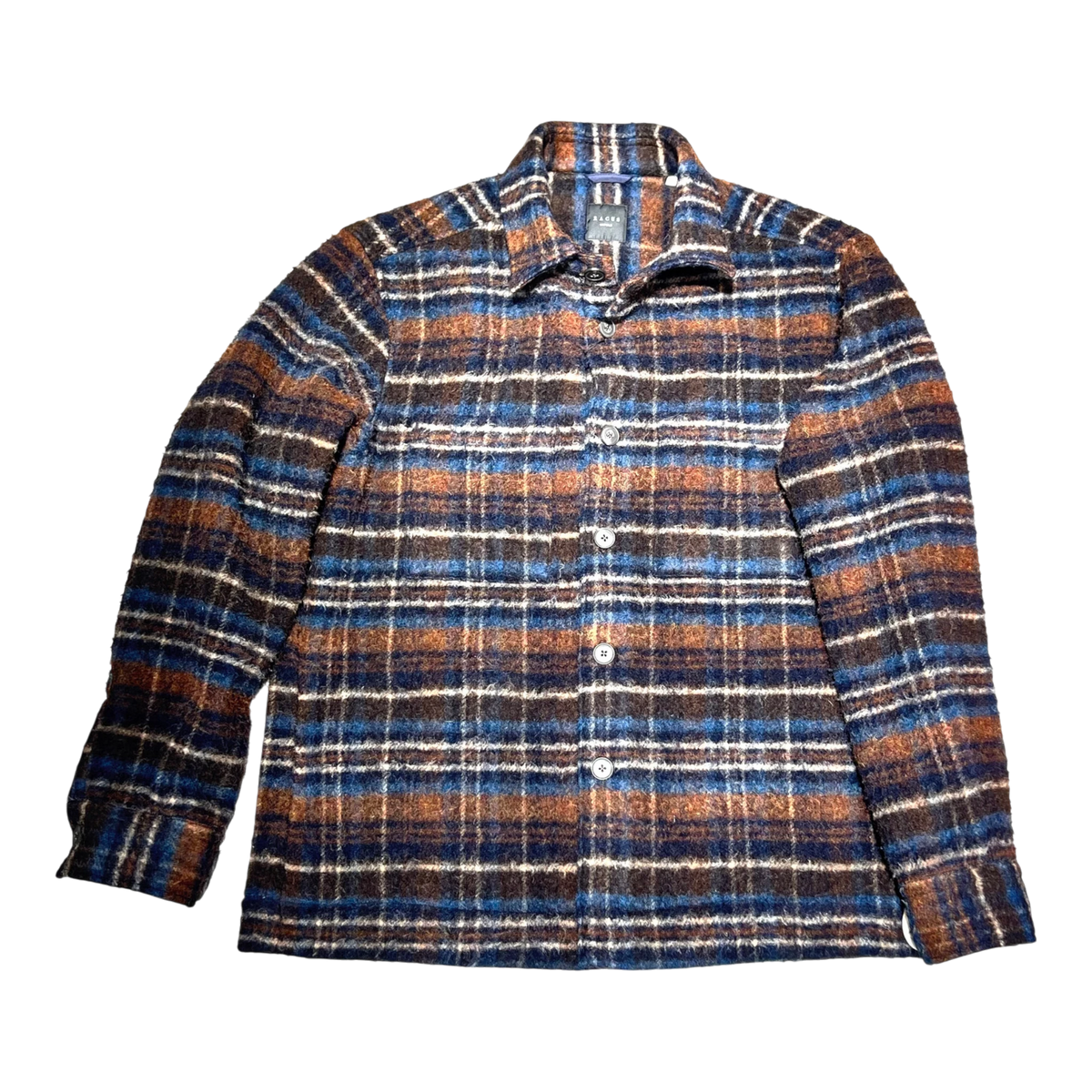 Xacus, Woll-Overshirt, blau-braun-ocker kariert
