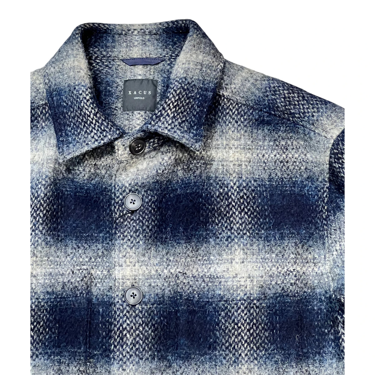 Xacus, Overshirt, Shetland-Wolle, Blau-Beige