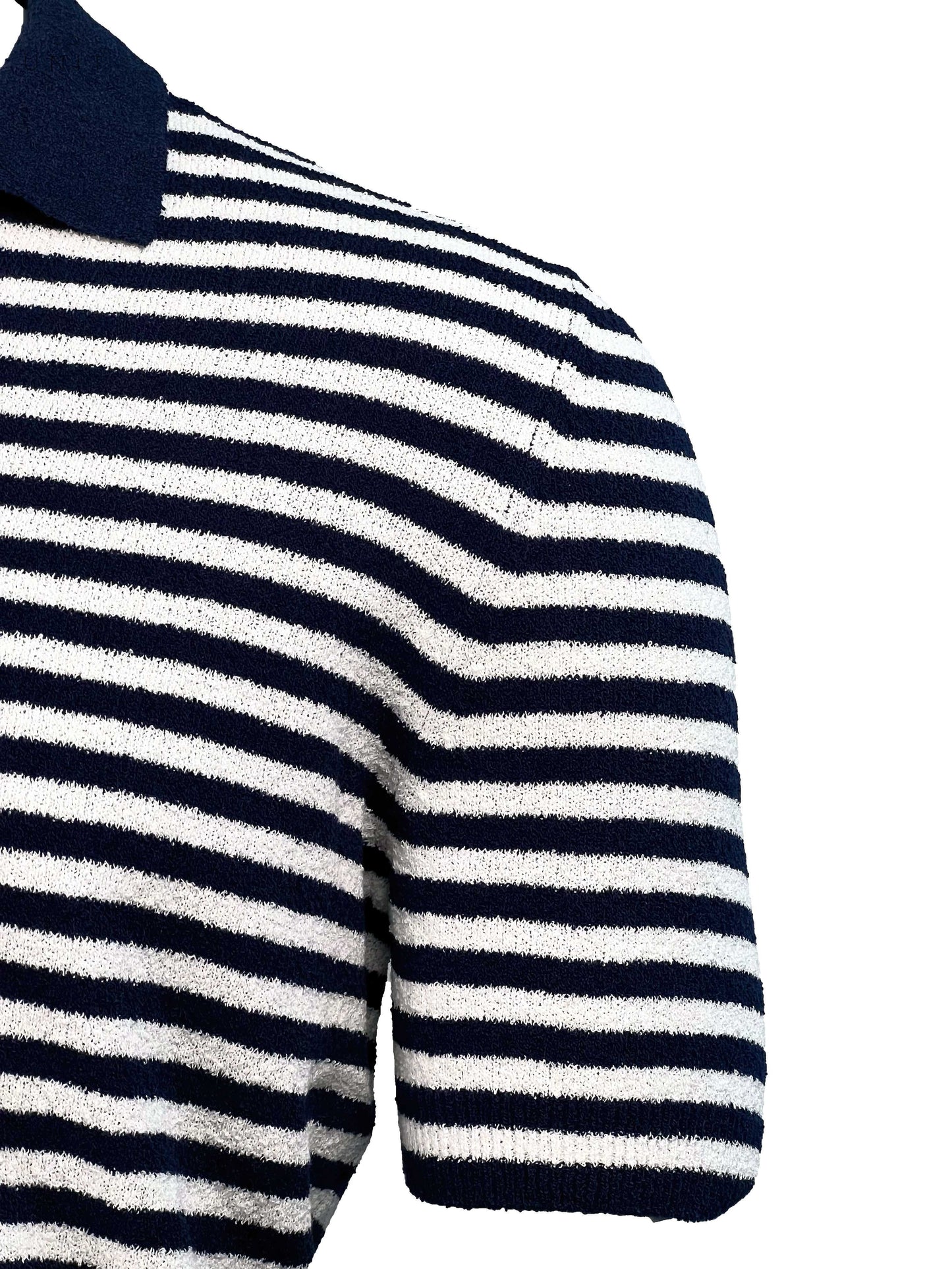 Detail von Never Laundry 57163/22101 Frottee Polo Streifen weiß/navy