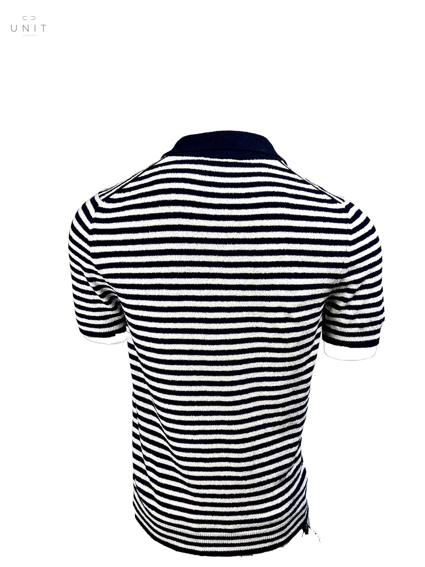 Rücken von Never Laundry 57163/22101 Frottee Polo Streifen weiß/navy
