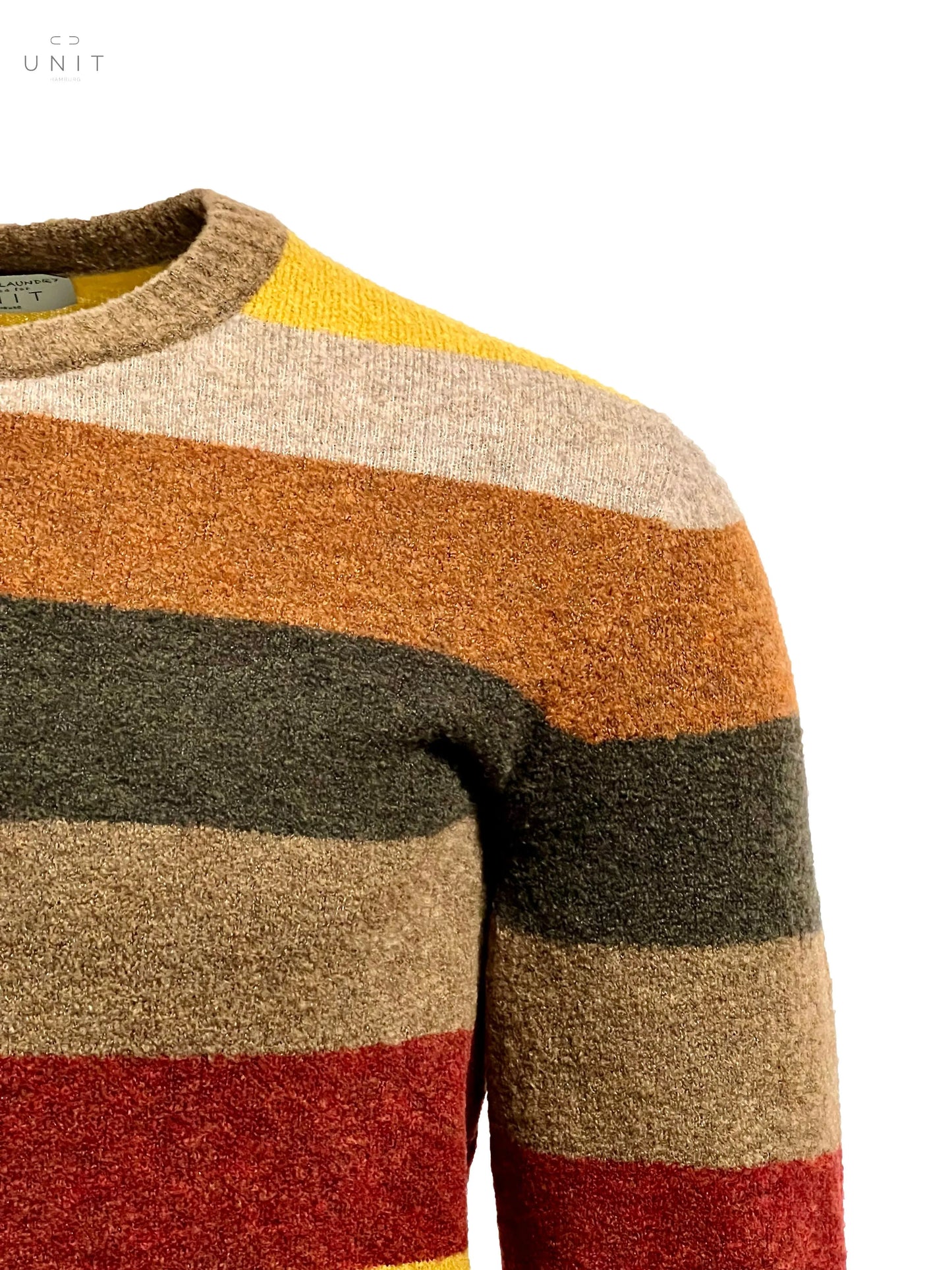Never Laundry, Querstreifen Pullover, Herbstfarben Never Laundry
