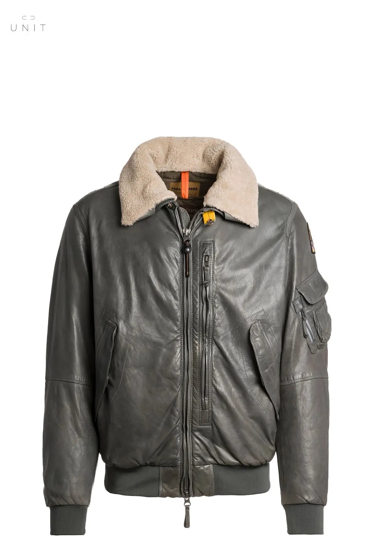 Parajumpers, Leder Bomberjacke Josh, leather, grau Parajumpers