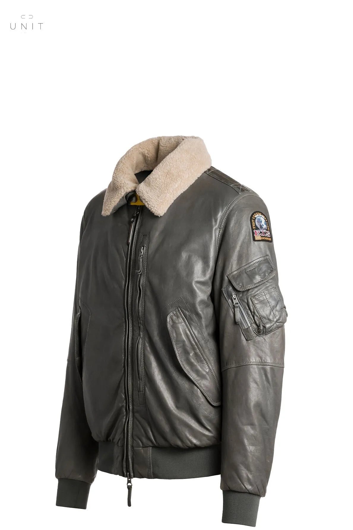 Parajumpers, Leder Bomberjacke Josh, leather, grau Parajumpers