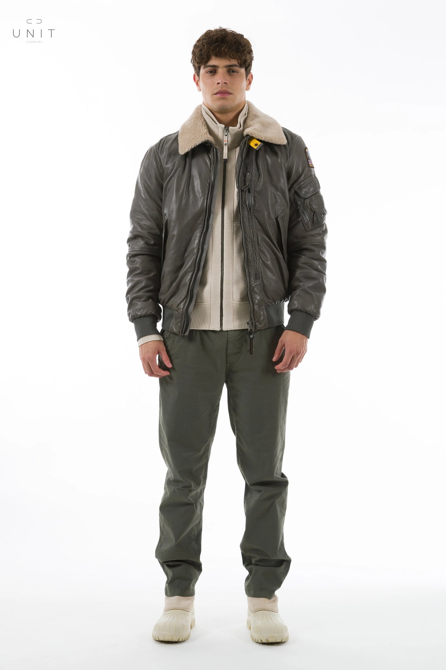 Parajumpers, Leder Bomberjacke Josh, leather, grau Parajumpers