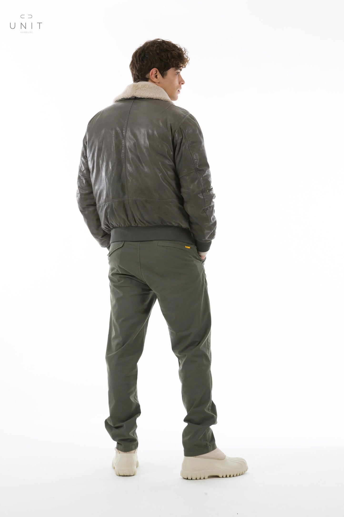 Parajumpers, Leder Bomberjacke Josh, leather, grau Parajumpers