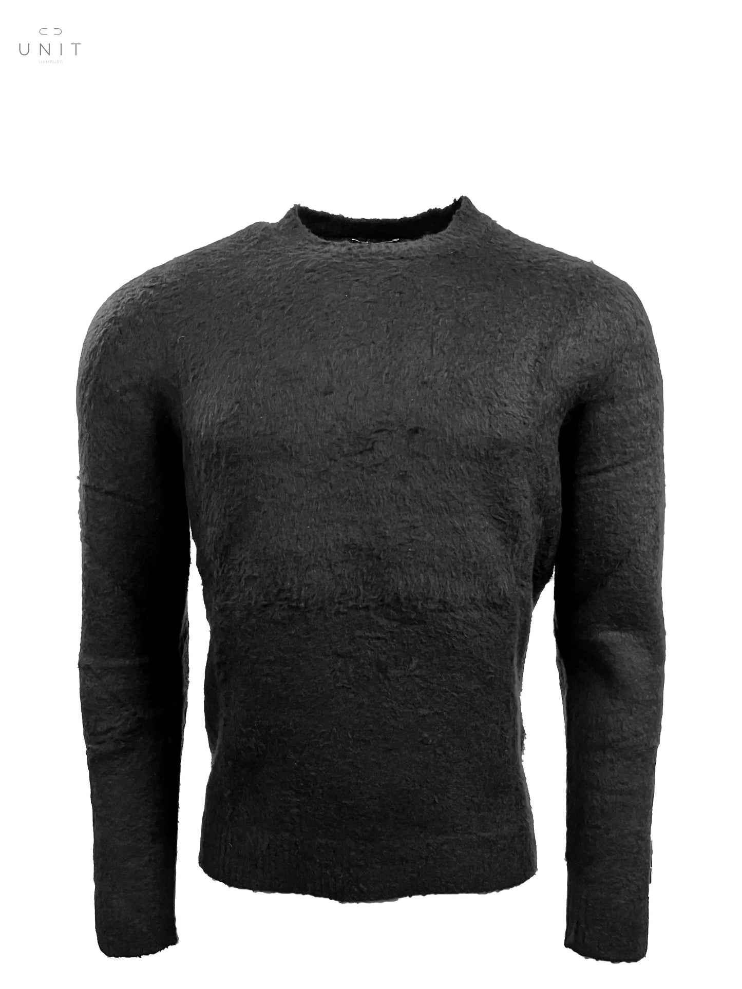 Roberto Collina, Baumwollbouclé, Rundhals gebürstet, schwarz Roberto Collina