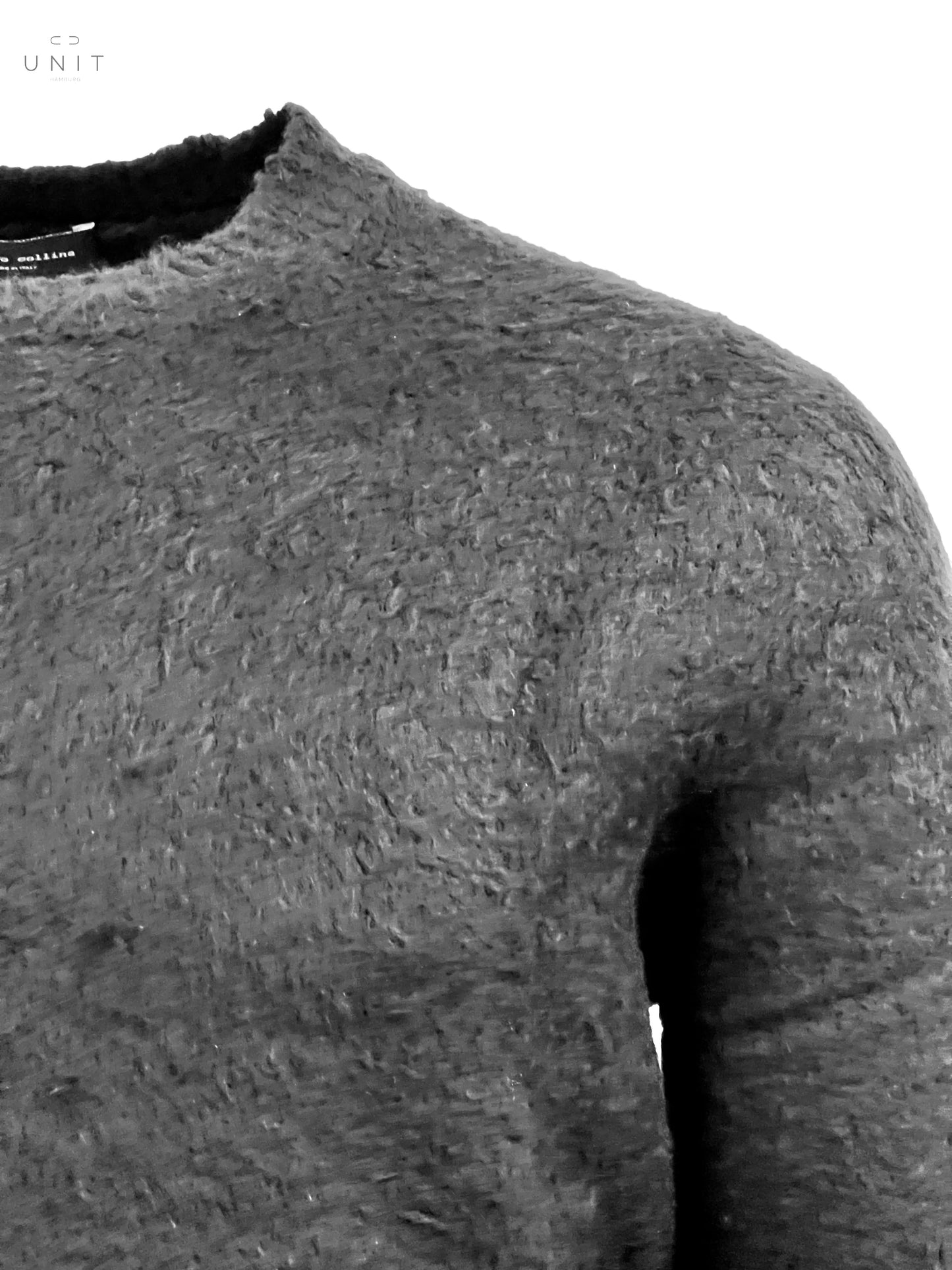 Roberto Collina, Baumwollbouclé, Rundhals gebürstet, schwarz Roberto Collina
