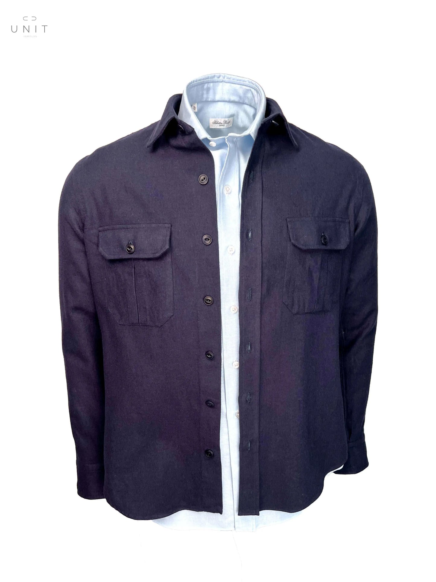 Kombination mit Hemd Salvatore Piccolo, Overshirt SBY, navy