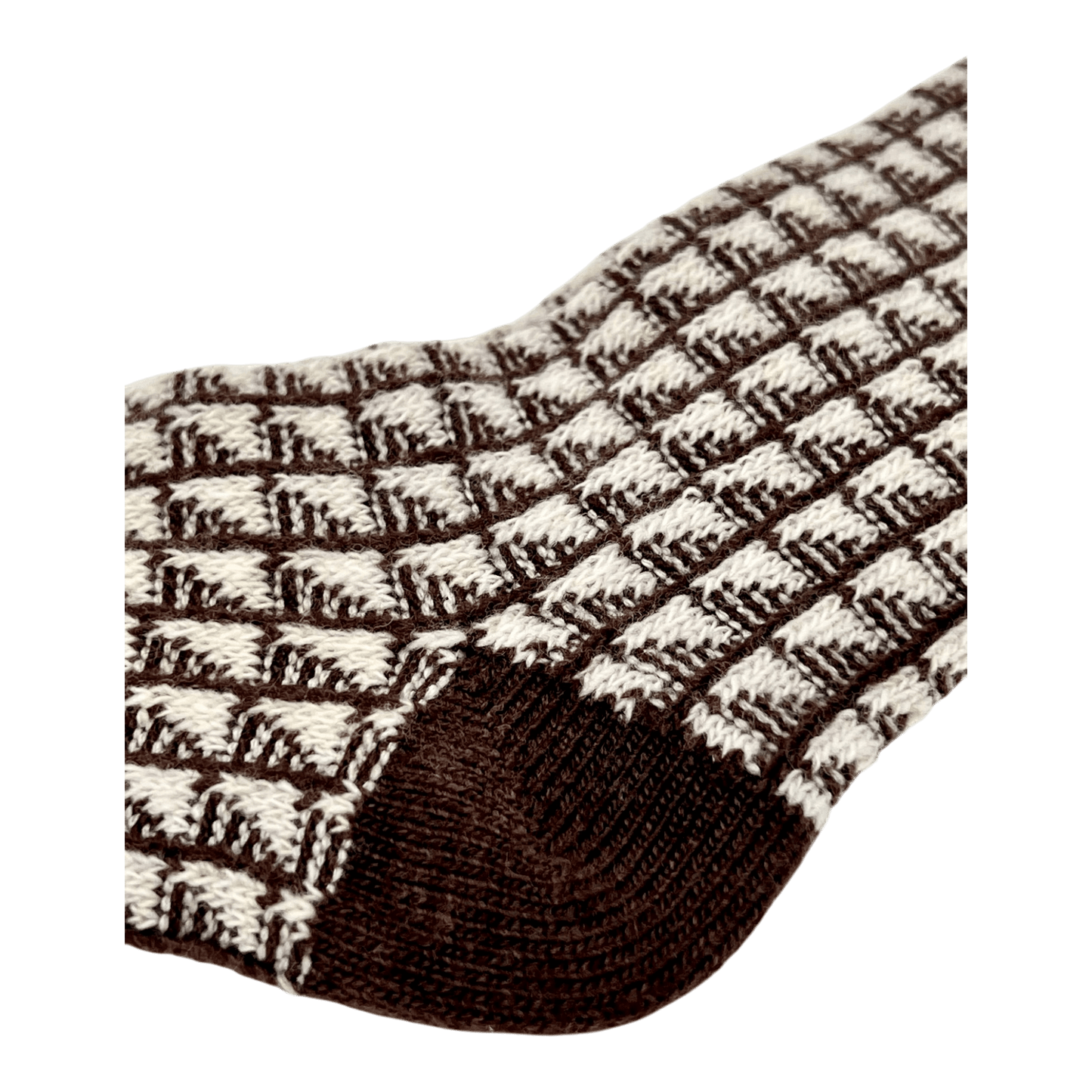 UNIT Hamburg - ANT45 TELDE Wollsocken – Hahnentritt aus Wolle & Baumwolle, braun - ANT45