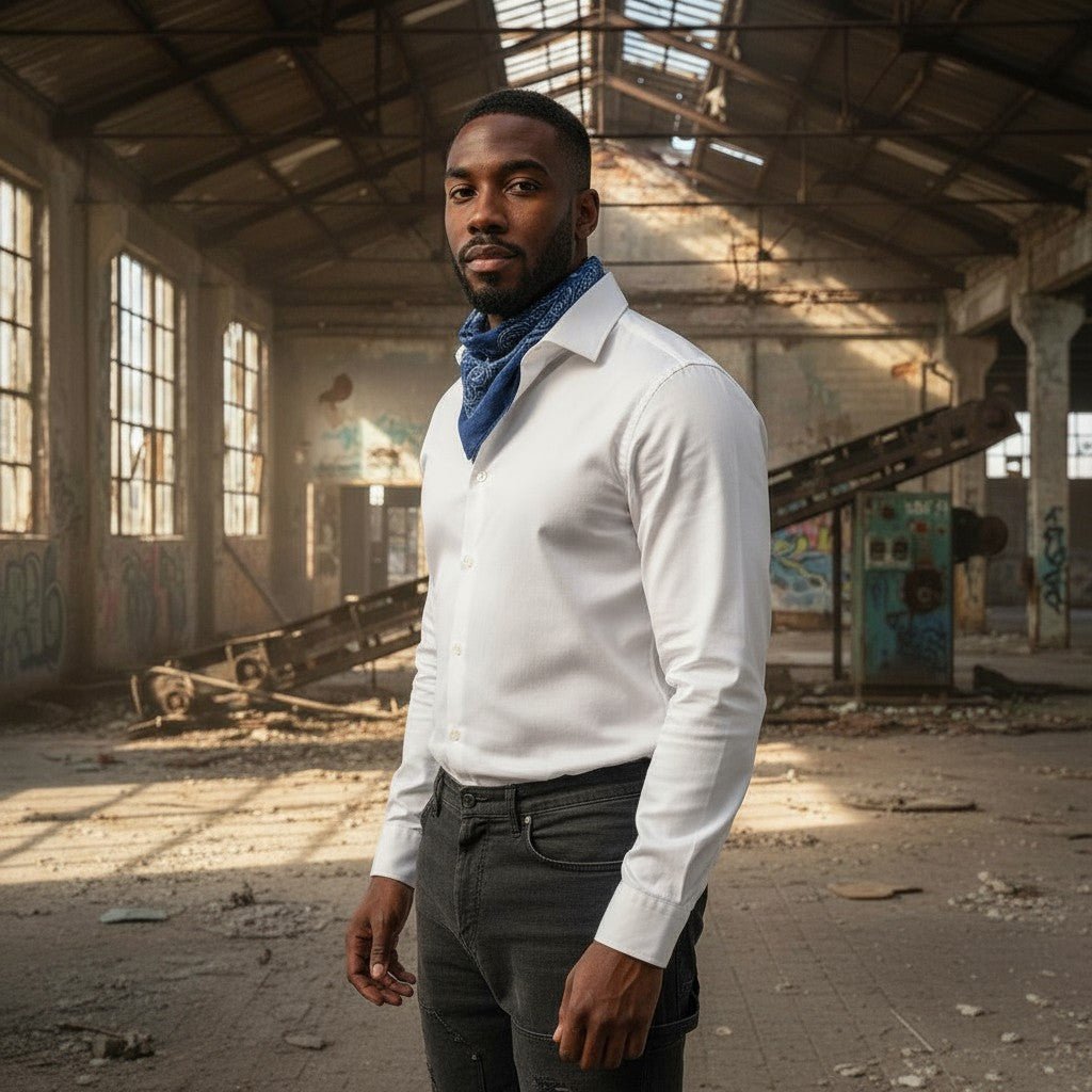 UNIT Hamburg - Ascot, Halsuch, Bandana, Paisley Wolle / Kaschmir / Seide, blau - Ascot