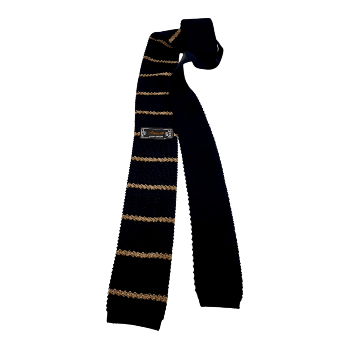 UNIT Hamburg - Ascot, Krawatte aus Wollstrick, blau mit beigen Streifen - Ascot