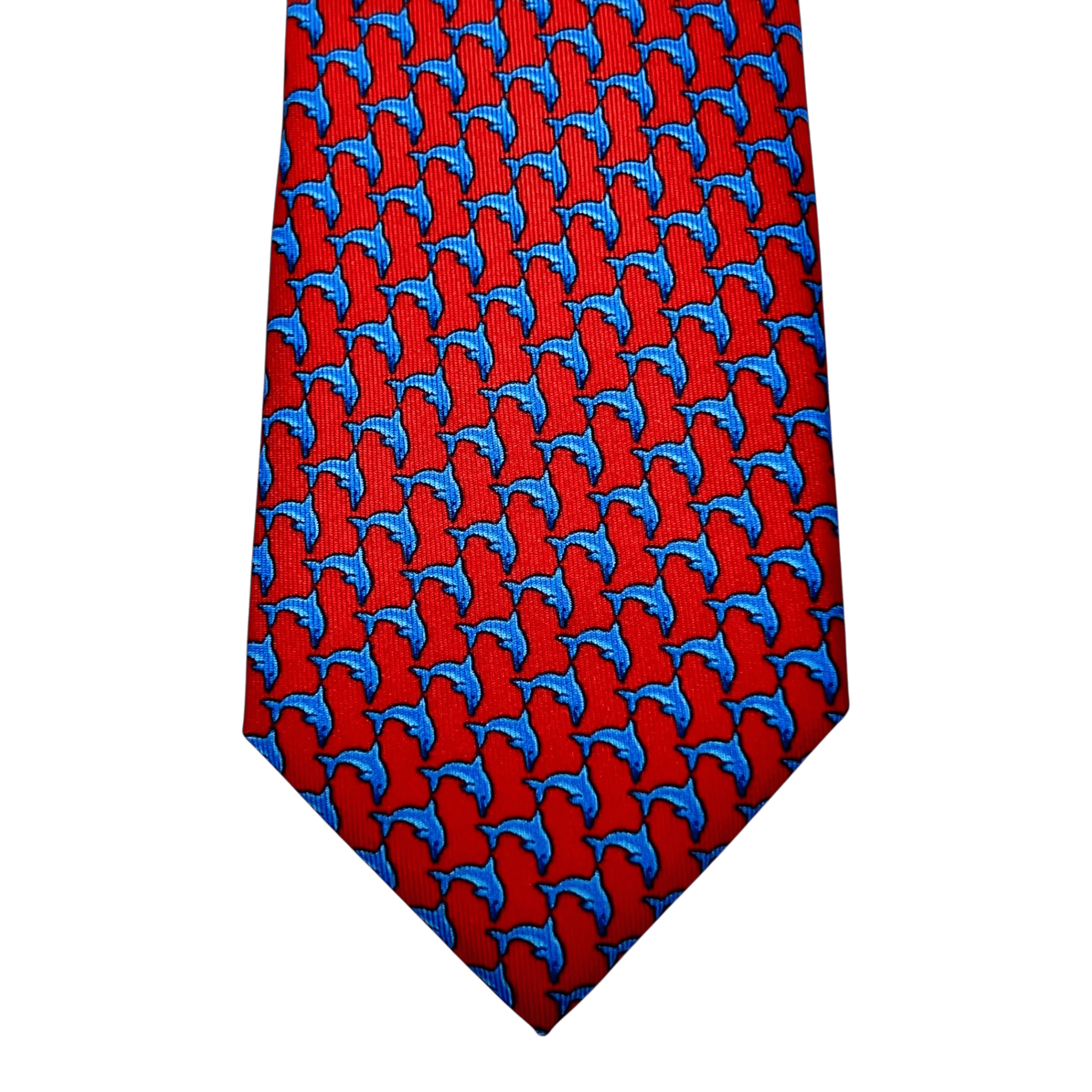 UNIT Hamburg - Ascot, Seidenkrawatte, Delphin Foulard, rot - hellblau - Ascot