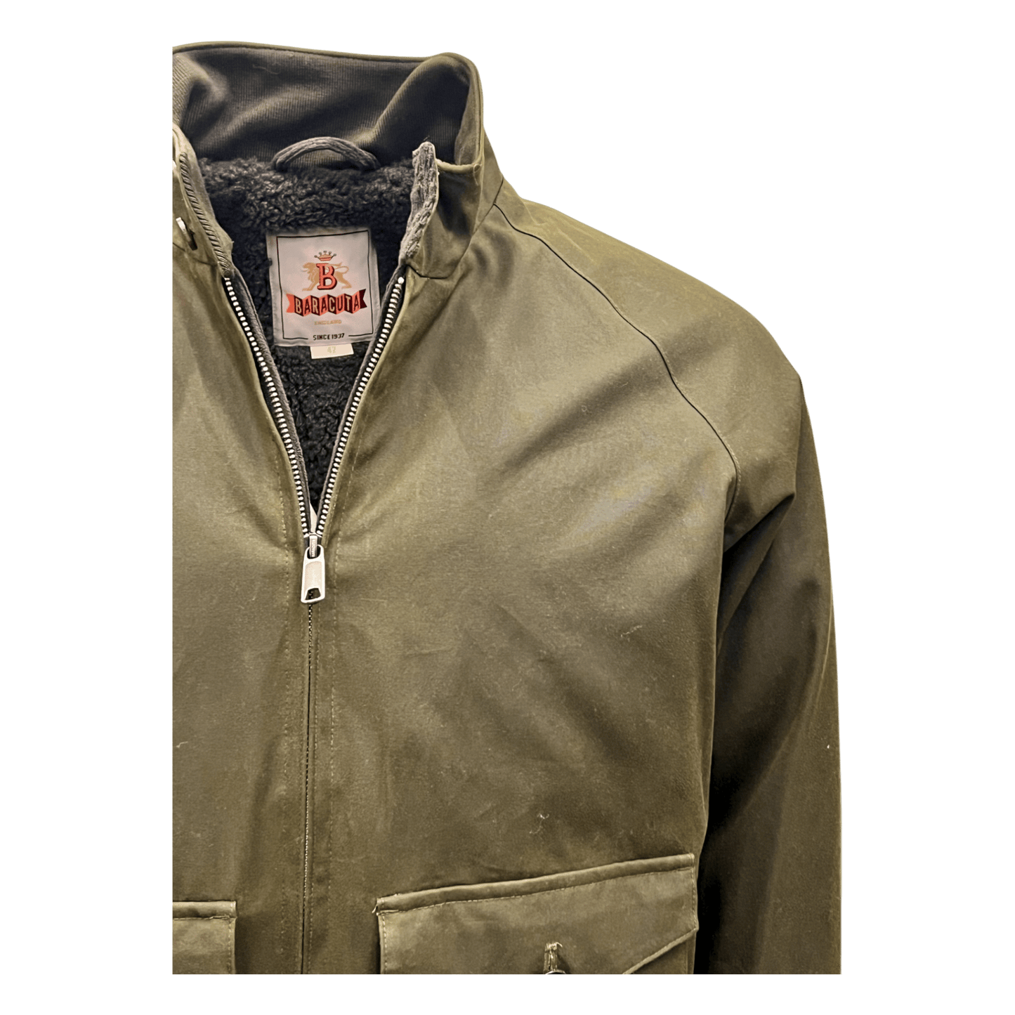 UNIT Hamburg - Baracuta, G9 - Harrington, Wachsjacke, kurz, oliv - Baracuta