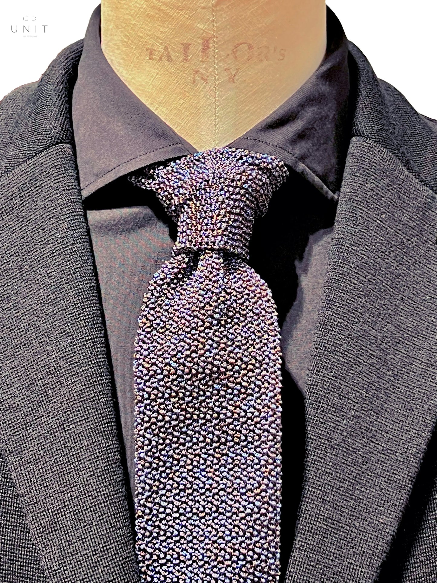 Ascot. Strickkrawatte, Seide, blau/braun Ascot