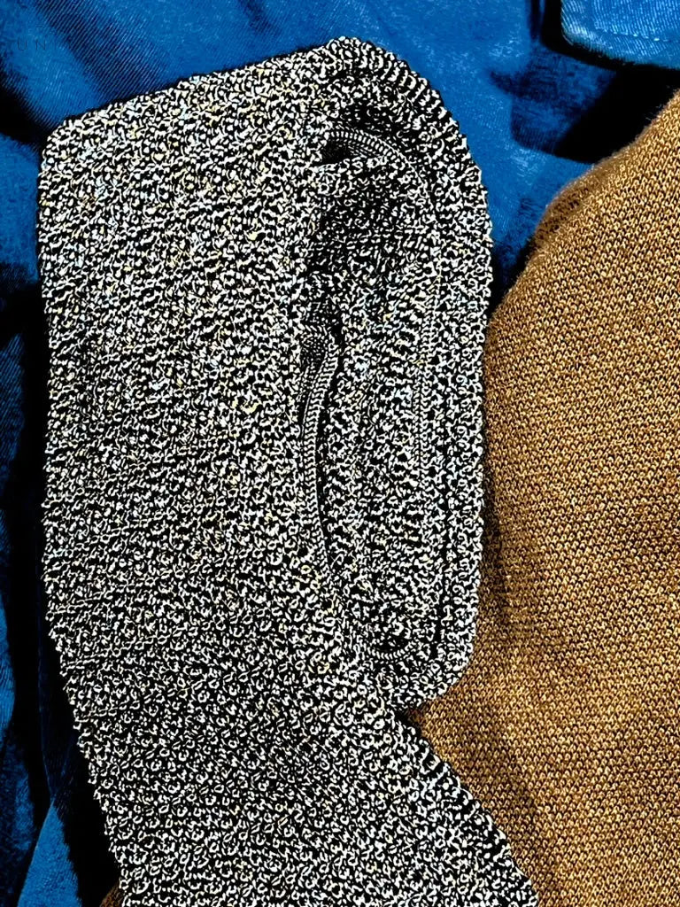 Ascot. Strickkrawatte, Seide, blau/braun Ascot