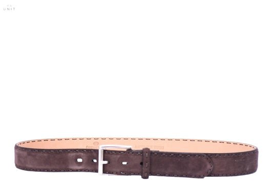 Fausto Colato, antelope leather belt, Stitch 3,5cm, brown - UNIT Hamburg