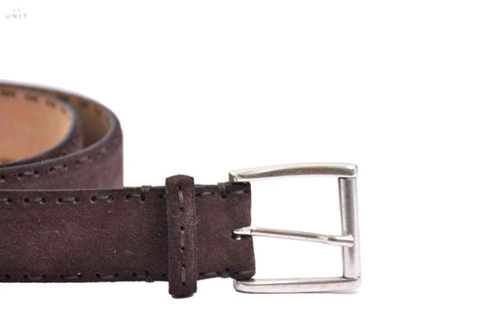 Fausto Colato, antelope leather belt, Stitch 3,5cm, brown
