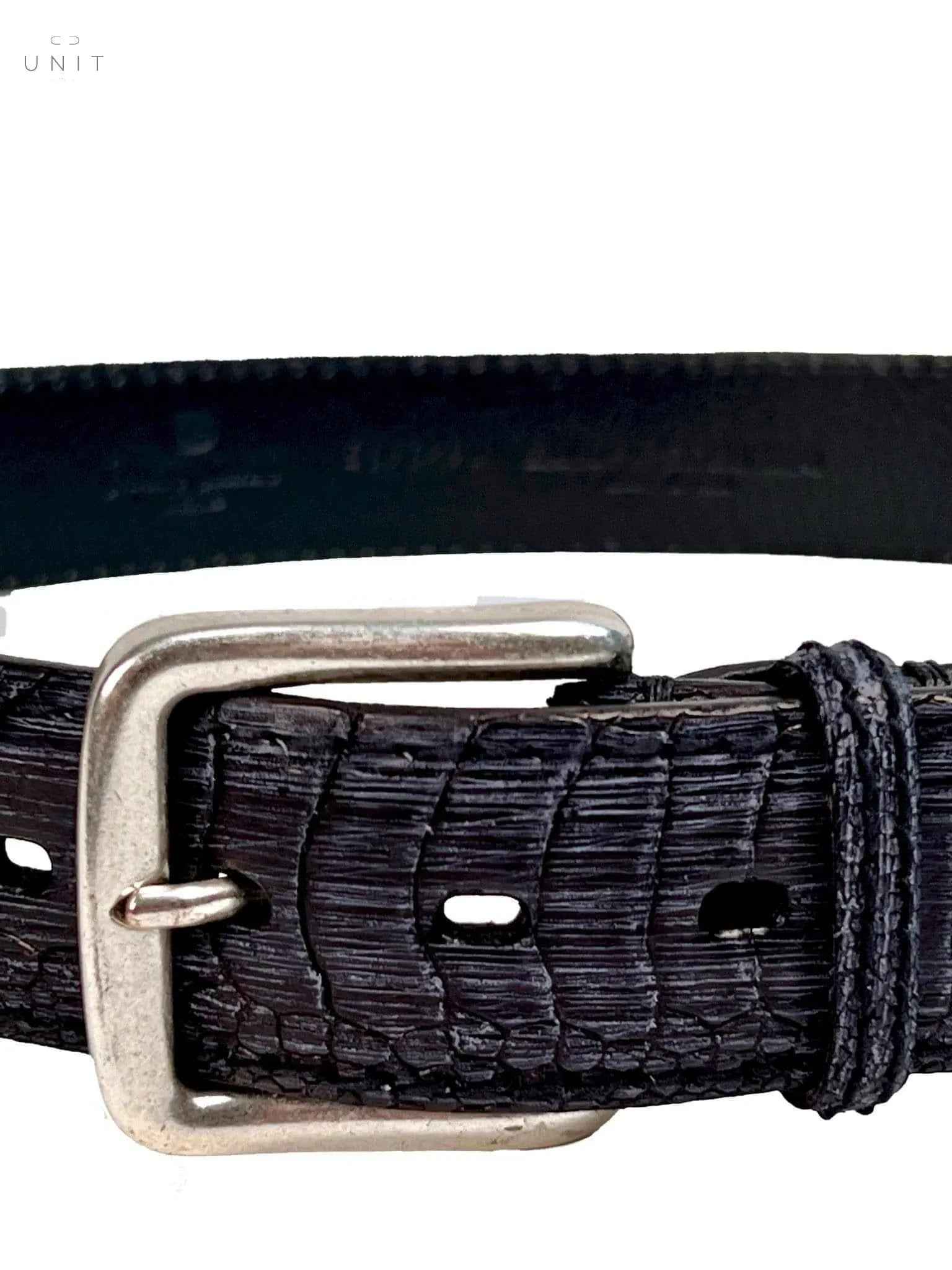 Fausto Colato, embossed leather, matt black - blue - UNIT Hamburg