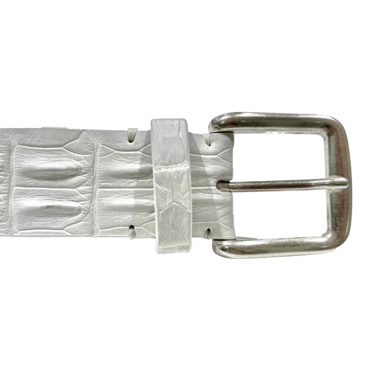 UNIT Hamburg - Fausto Colato belt, crocodile center back, clinical white, only on order - UNIT Hamburg