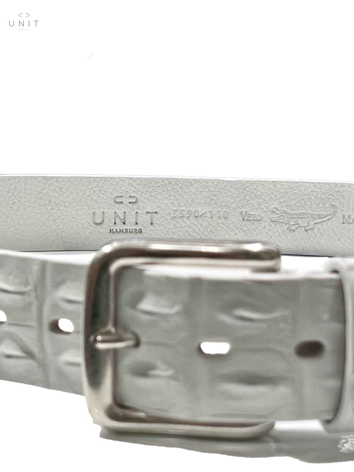 ファウスト・コラート ベルト、クロコダイル センターバック、クリニカルホワイト、受注生産 - UNIT Hamburg