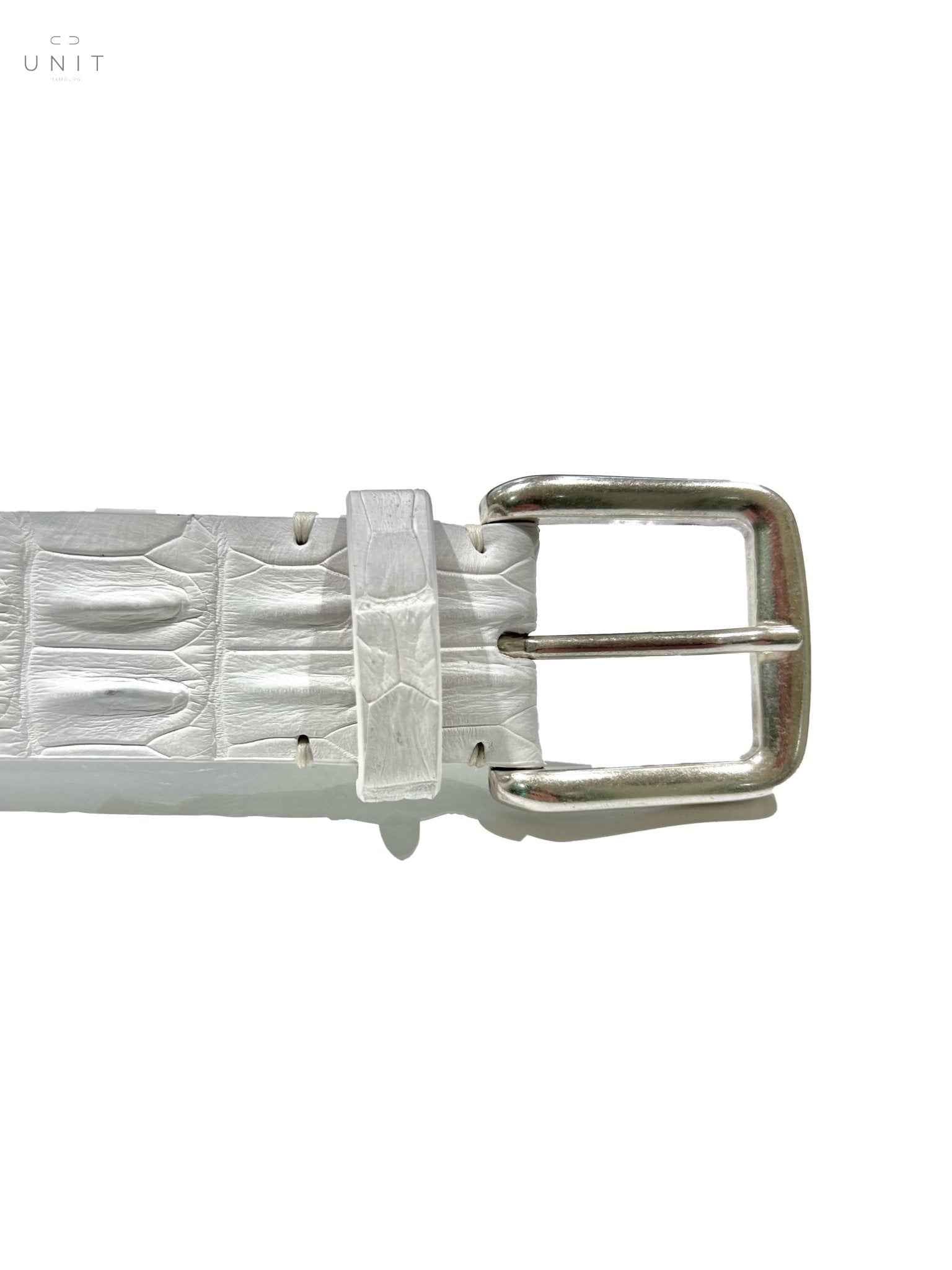 ファウスト・コラート ベルト、クロコダイル センターバック、クリニカルホワイト、受注生産 - UNIT Hamburg