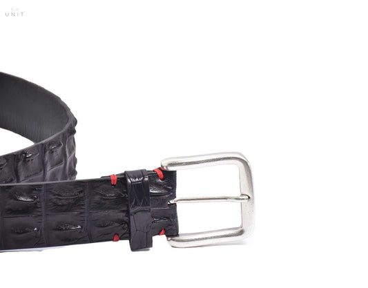 Fausto Colato, crocodile back center belt, black - UNIT Hamburg