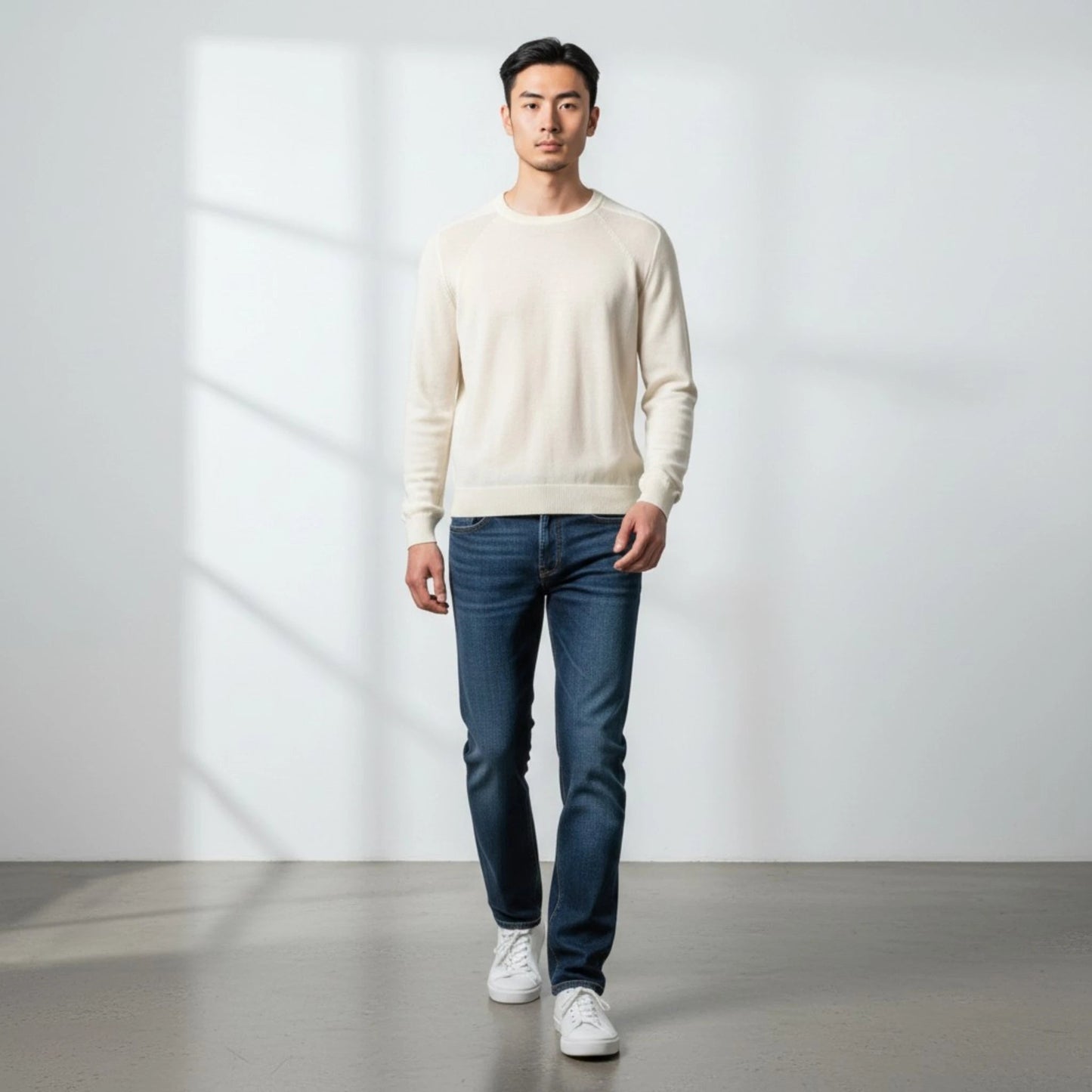 UNIT Hamburg - Gran Sasso, Rainwool, Feinstrick, Rundhals weiss - Gran Sasso