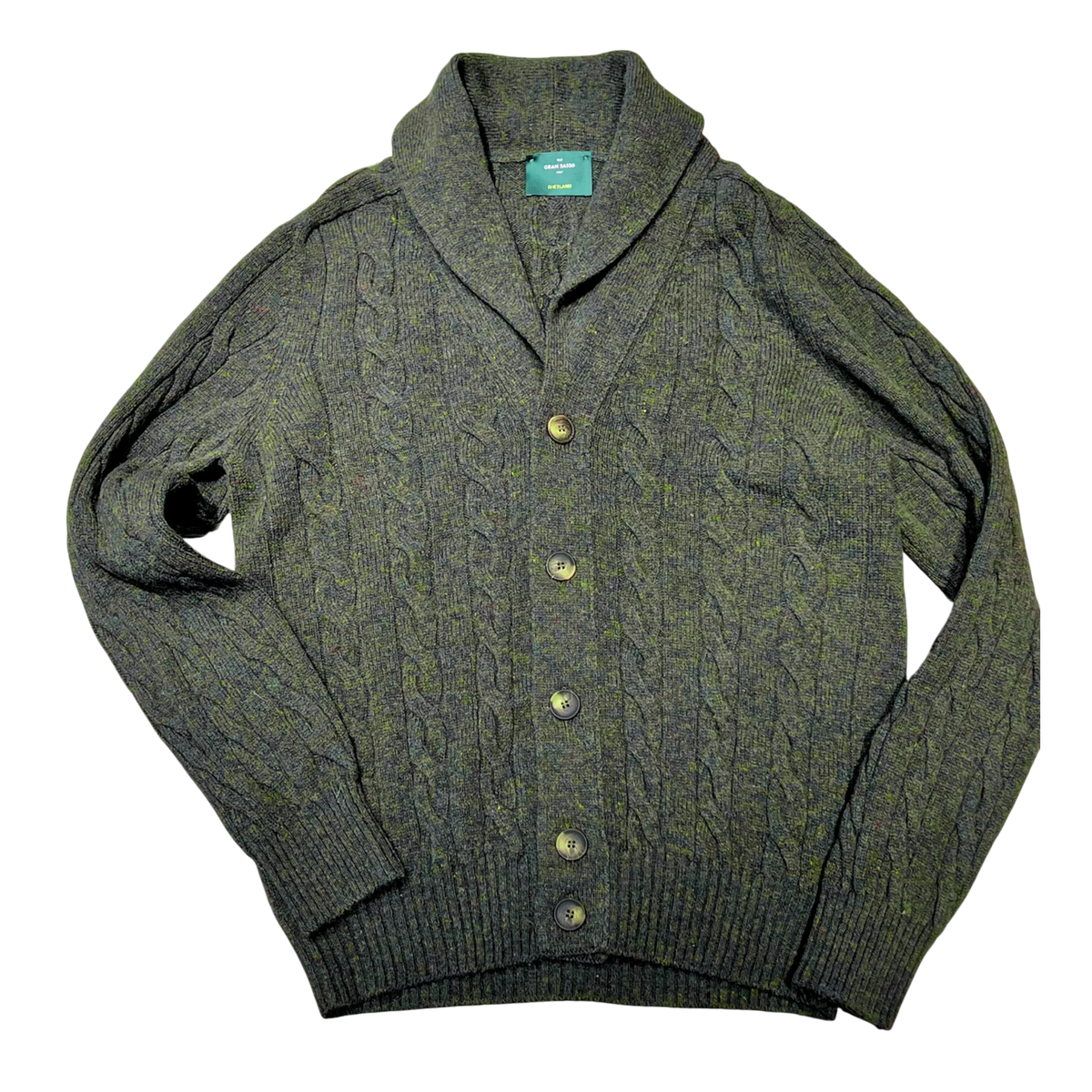 Gran Sasso Shetland Cardigan in Moosgrün