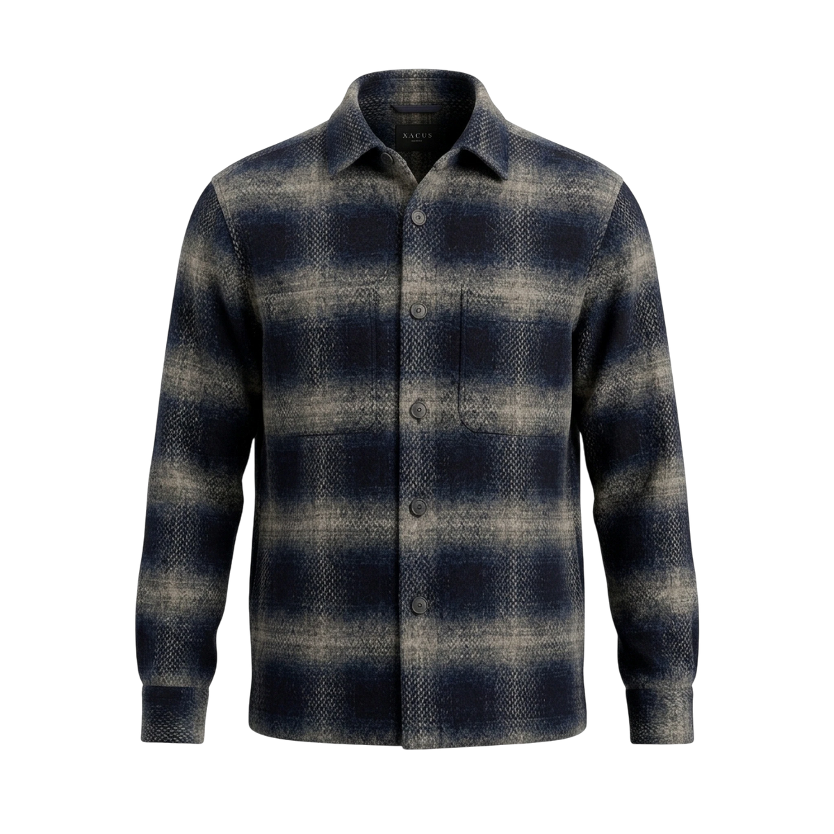 Xacus, Overshirt, Shetland-Wolle, Blau-Beige