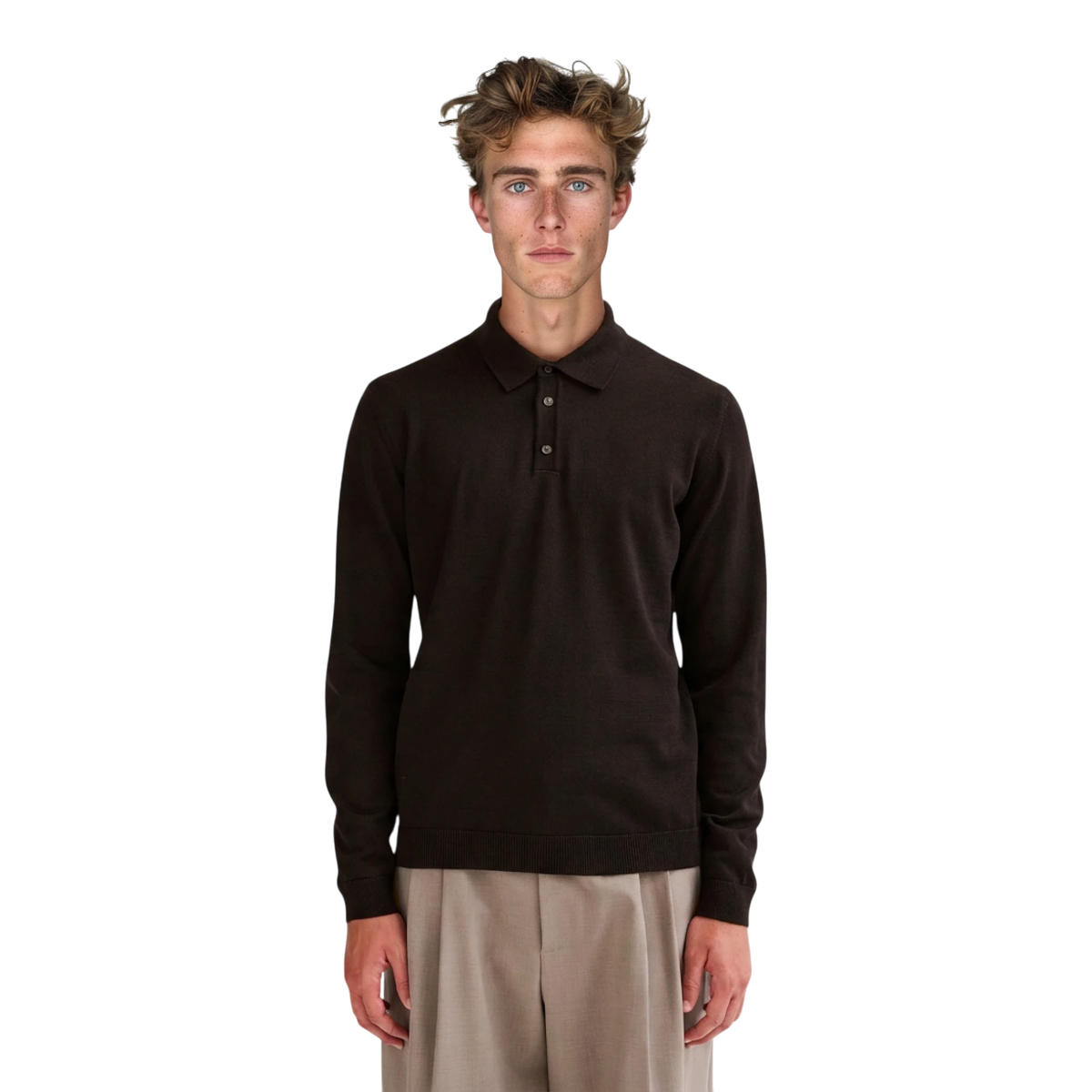 Roberto Collina Merino-Poloshirt Dunkelbraun