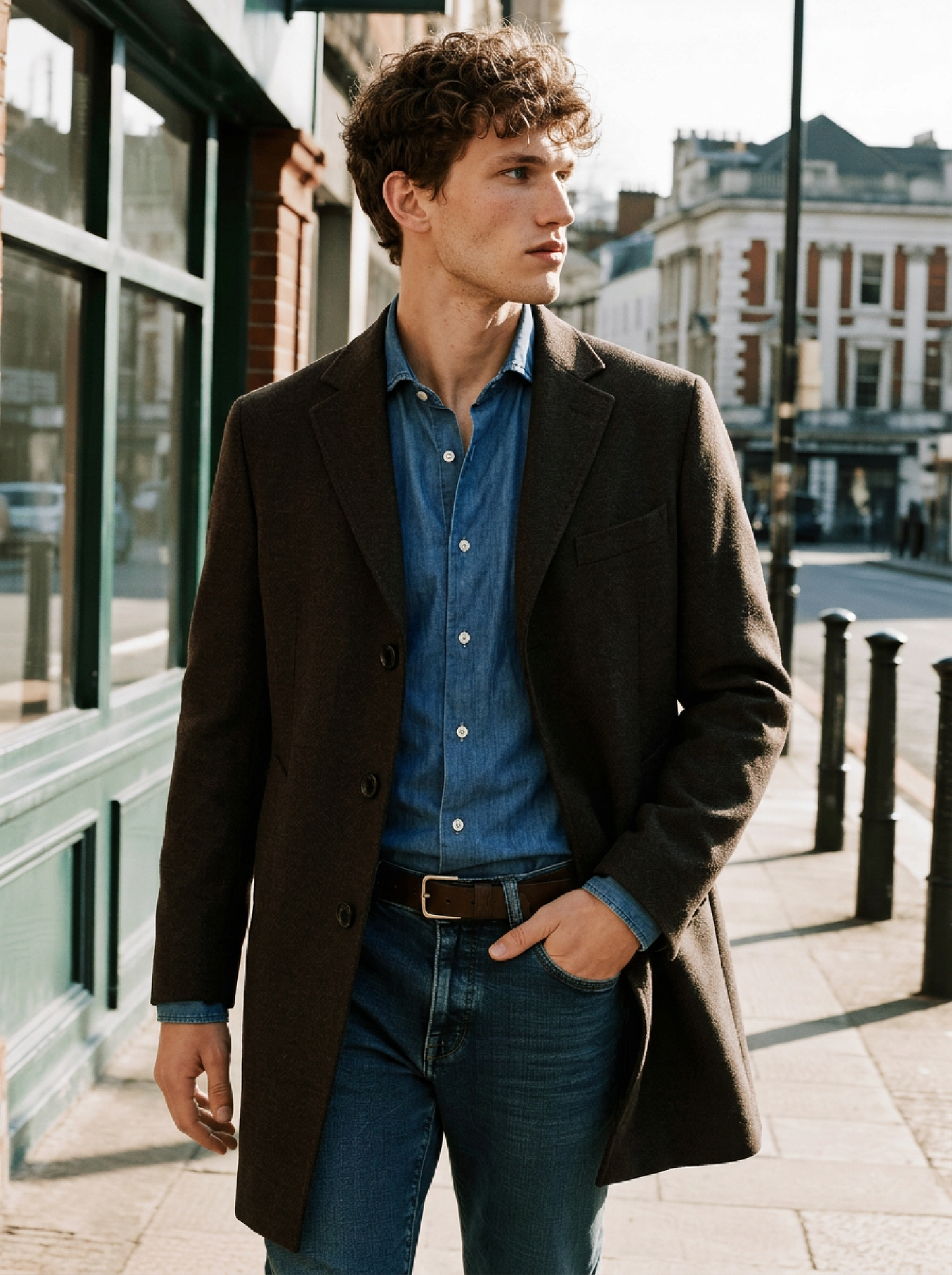 Never Laundry, Denimhemd dark washed aus Baumwolle
