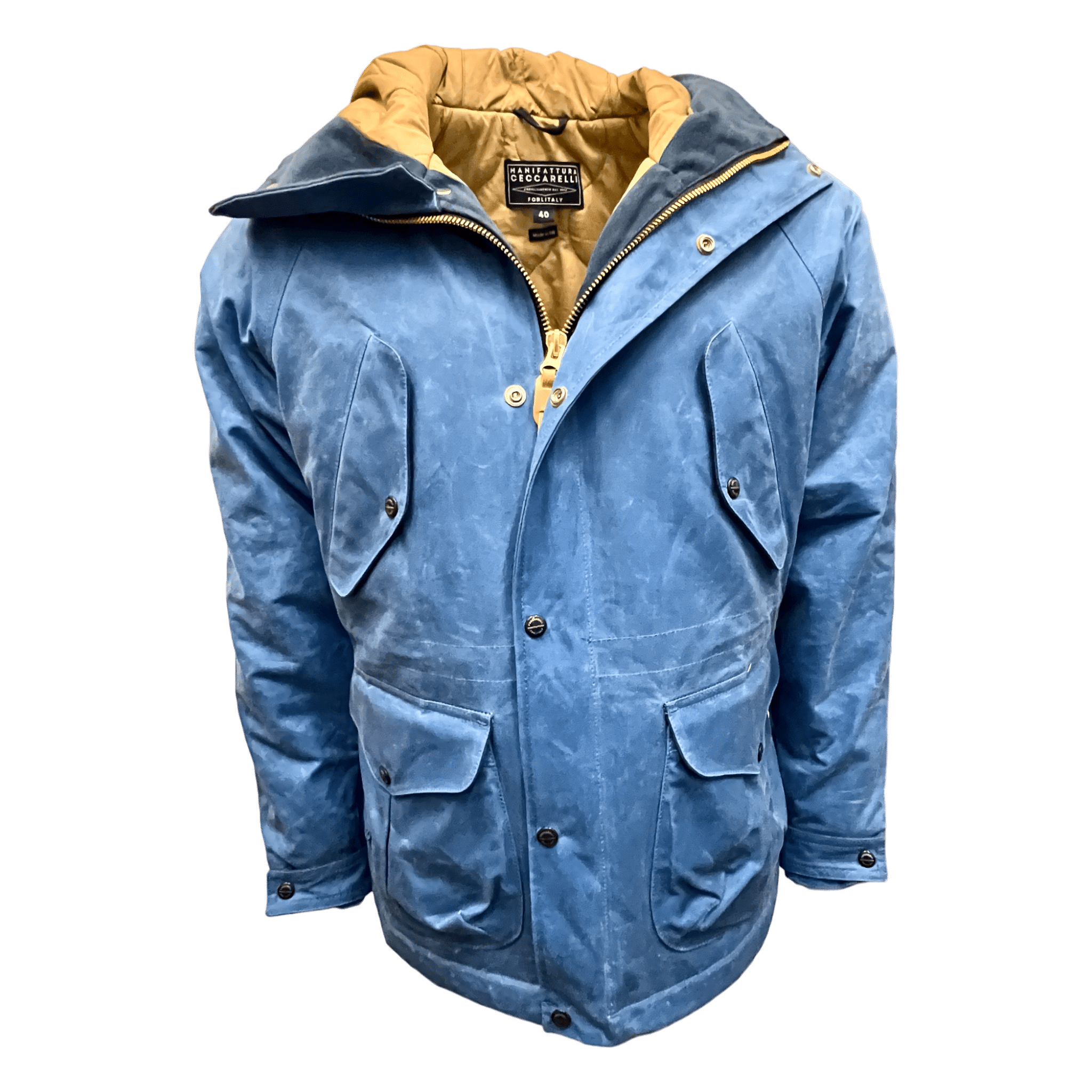 UNIT Hamburg - Manifattura Ceccarelli, Fisherman Parka – gewachste blaue Jacke aus Italien - Ceccarelli