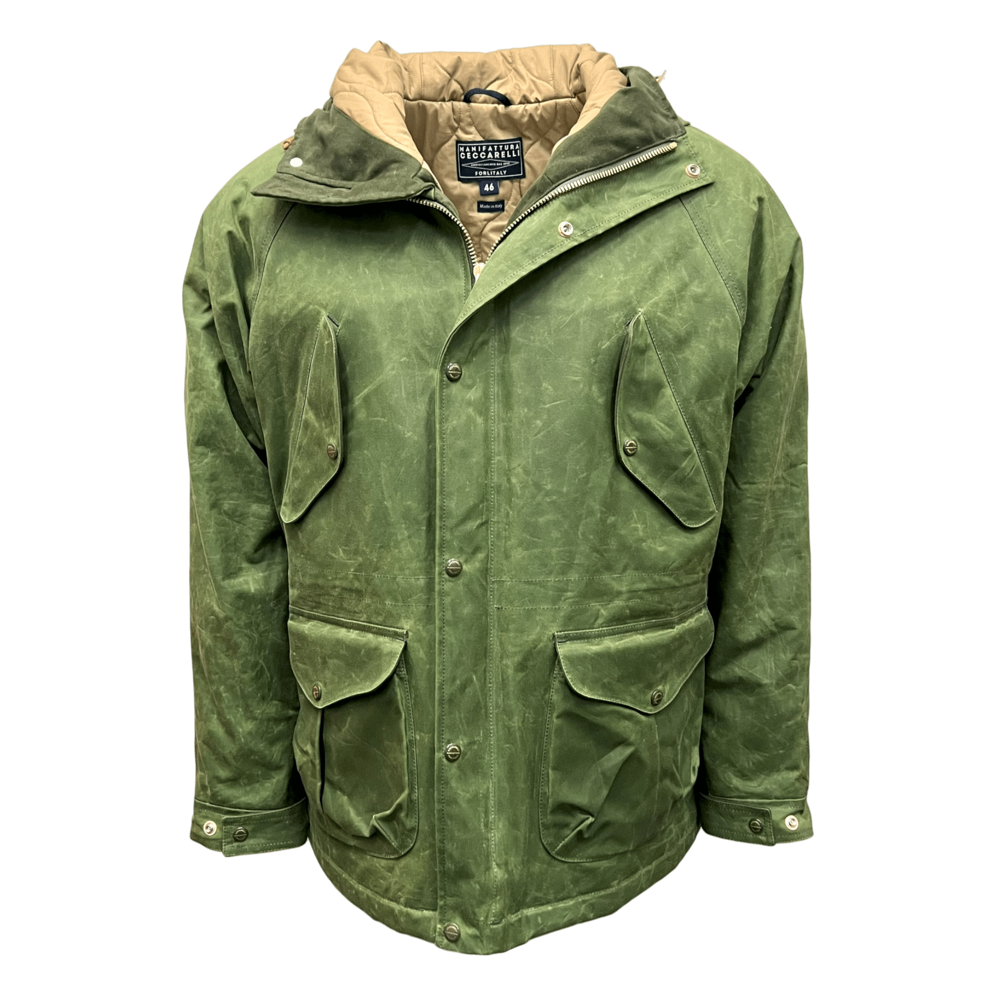 UNIT Hamburg - Manifattura Ceccarelli, Fisherman Parka – gewachste grüne Jacke aus Italien - Ceccarelli