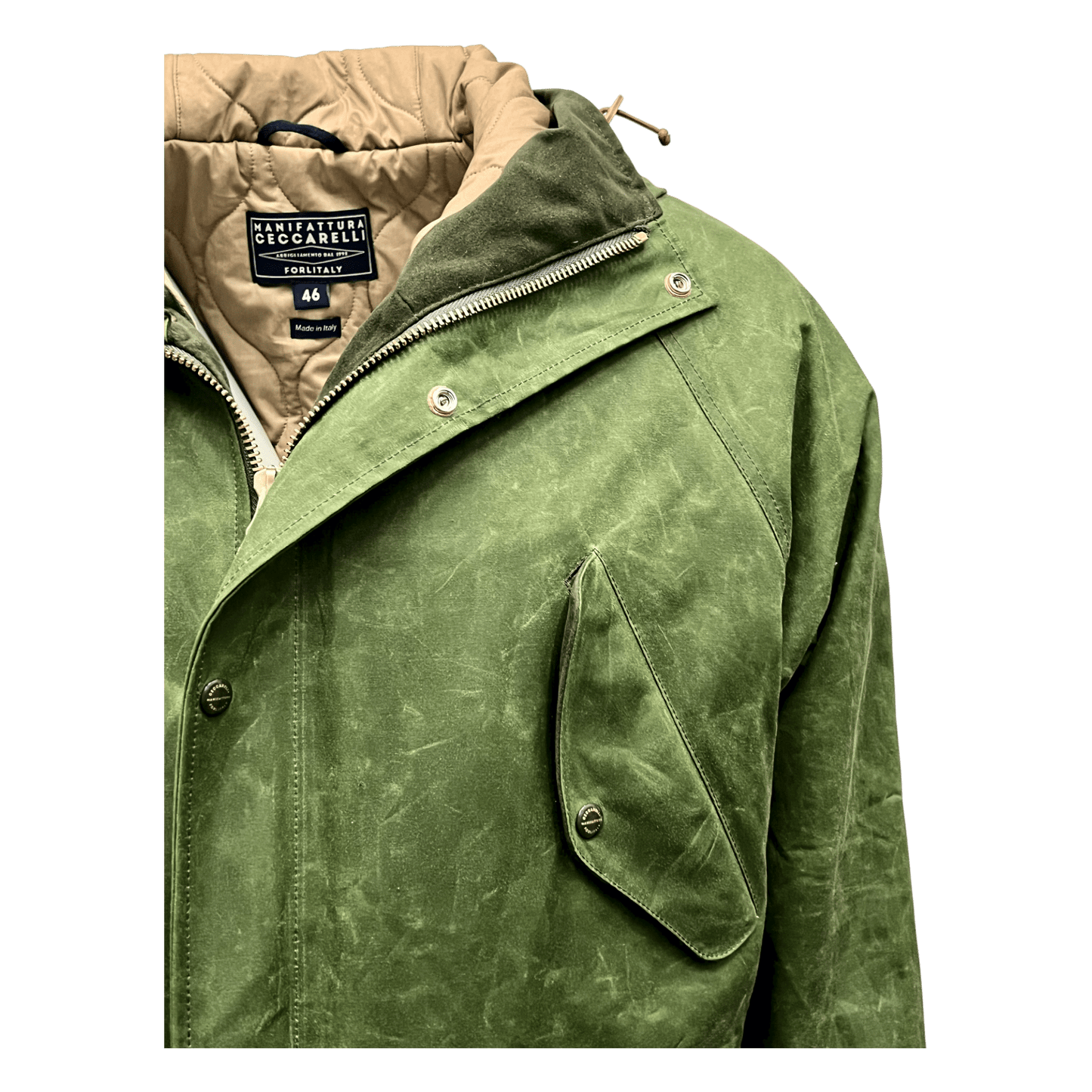 UNIT Hamburg - Manifattura Ceccarelli, Fisherman Parka – gewachste grüne Jacke aus Italien - Ceccarelli